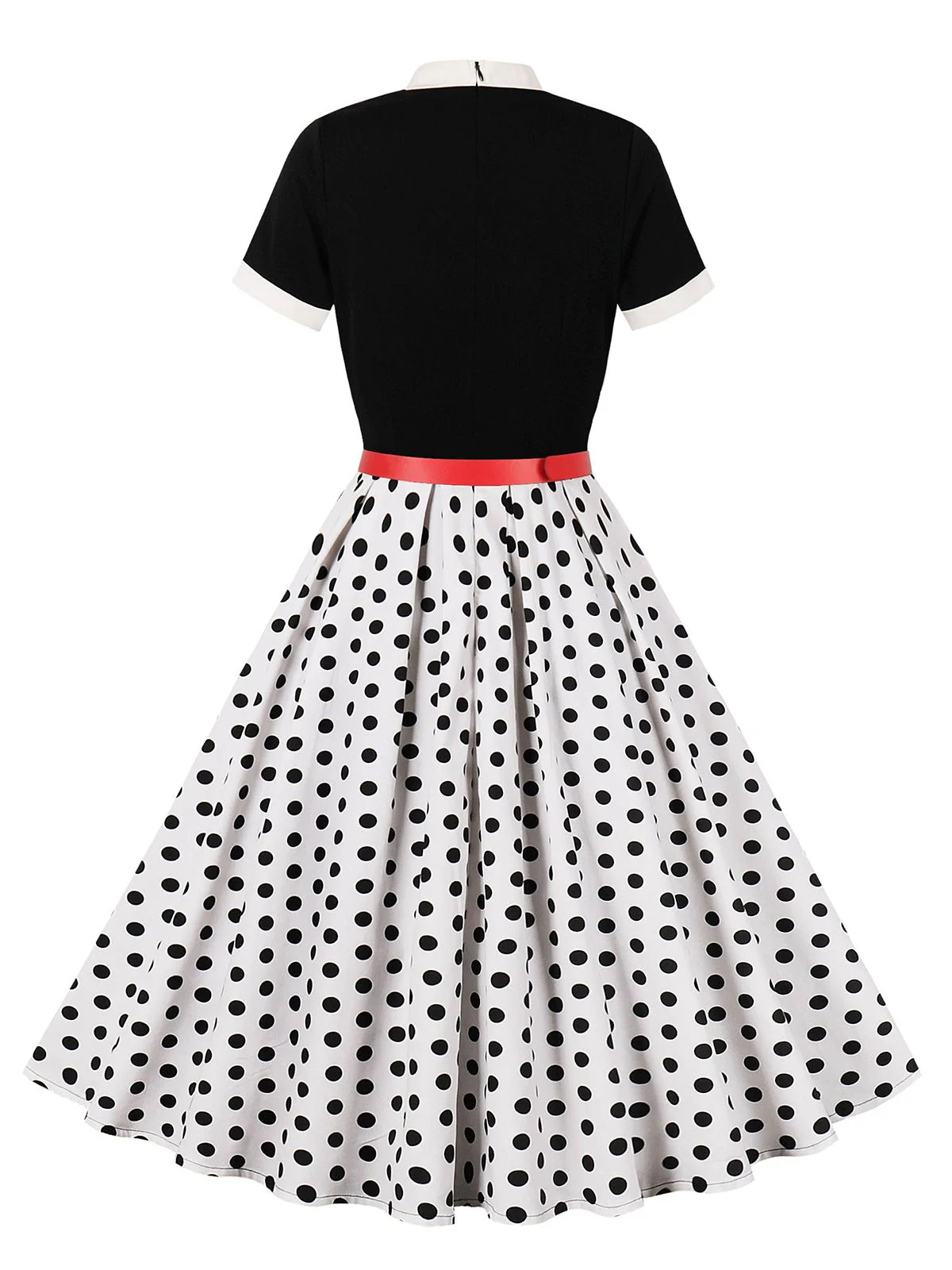 1950s Tie Neck Polka Dots Belted Dress - Image 6