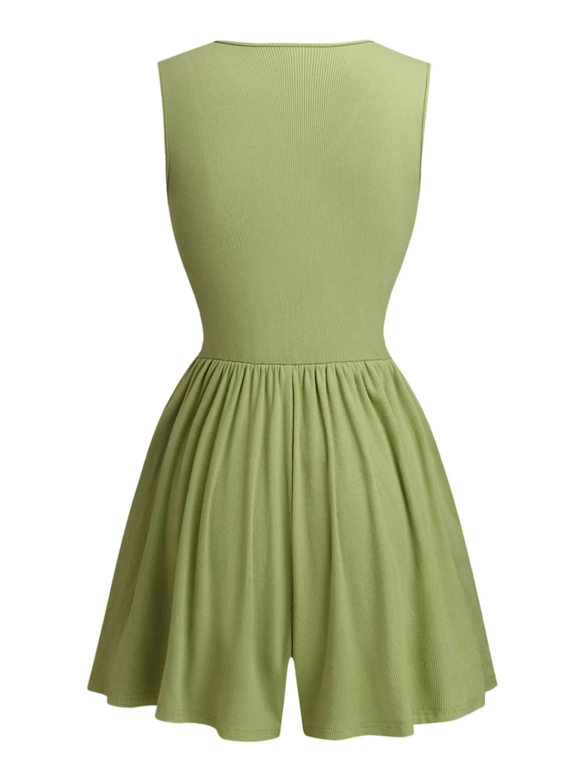 1950s Tie-Shoulder Lace Waist V-Neck Fit Romper - Image 3