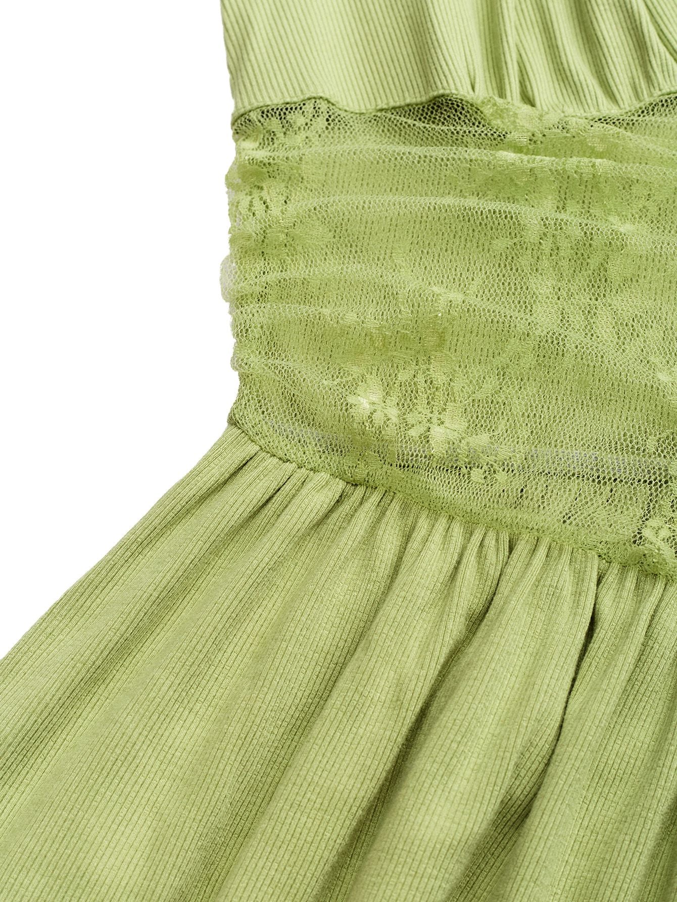 1950s Tie-Shoulder Lace Waist V-Neck Fit Romper - Image 5