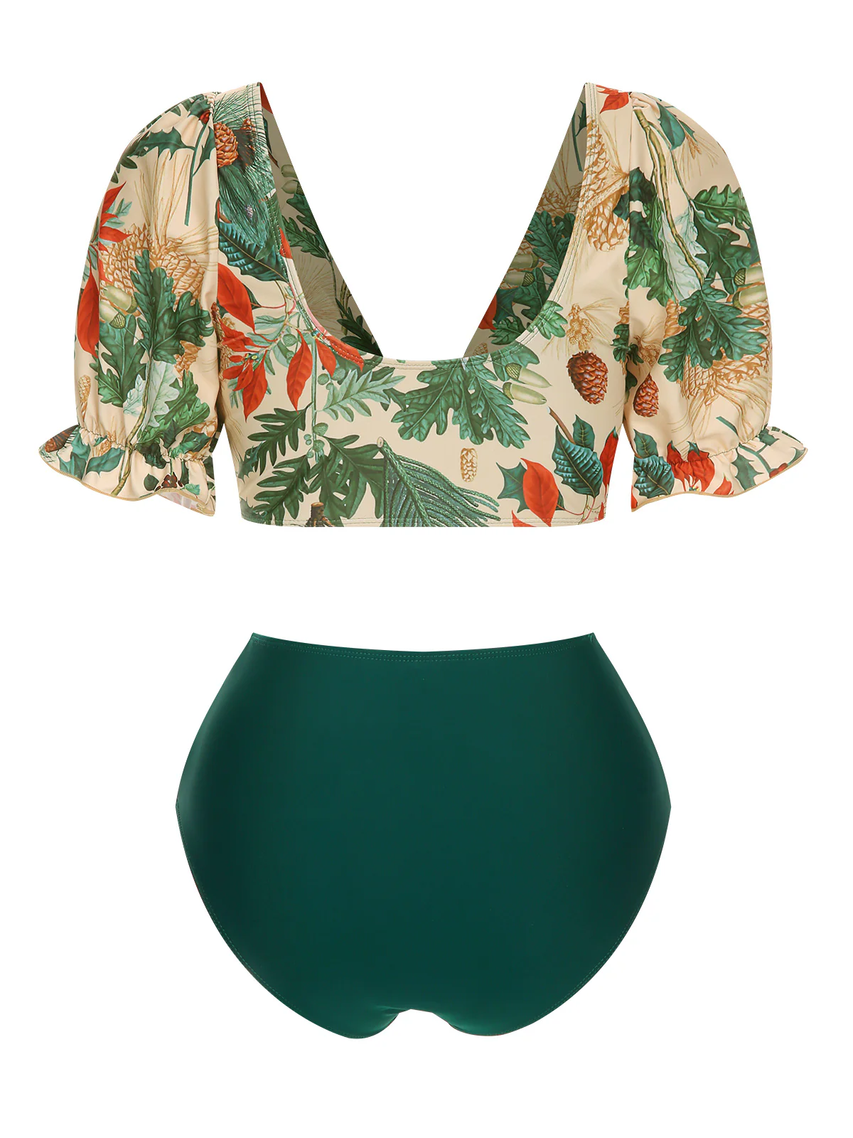 1950s Tropical Plant Patchwork Bikini Set & Cover-Up - Image 5