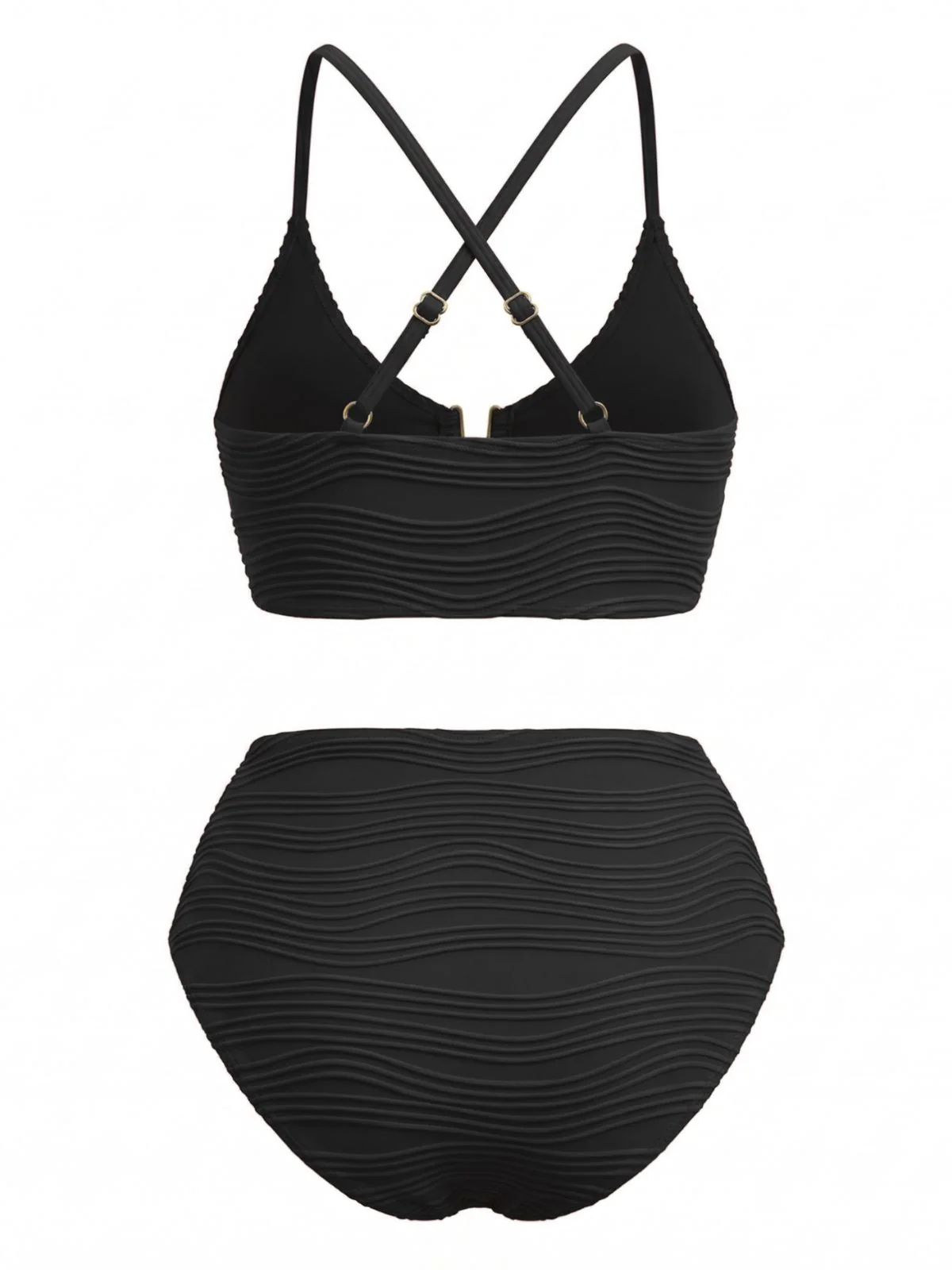 1950s U-Shaped Metal Solid High Waist Tankini Set - Image 5
