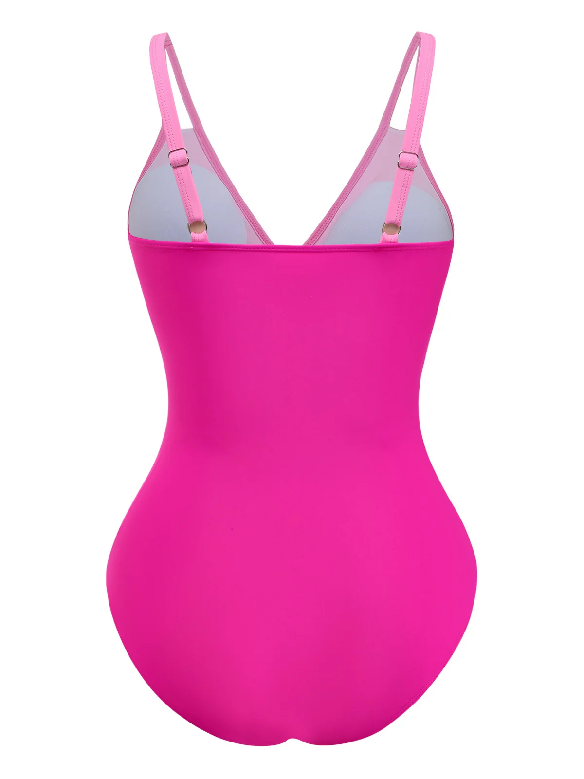 1950s V-Neck Color Patchwork One-Piece Swimsuit - Image 2