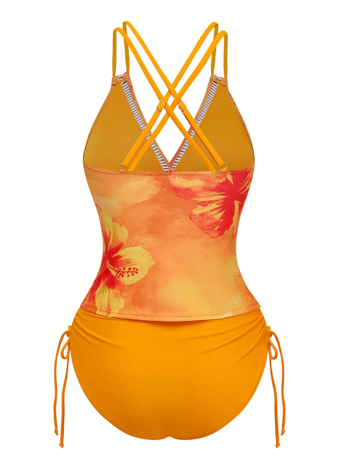 1950s V-Neck Floral Patchwork Tankini Set - Image 7