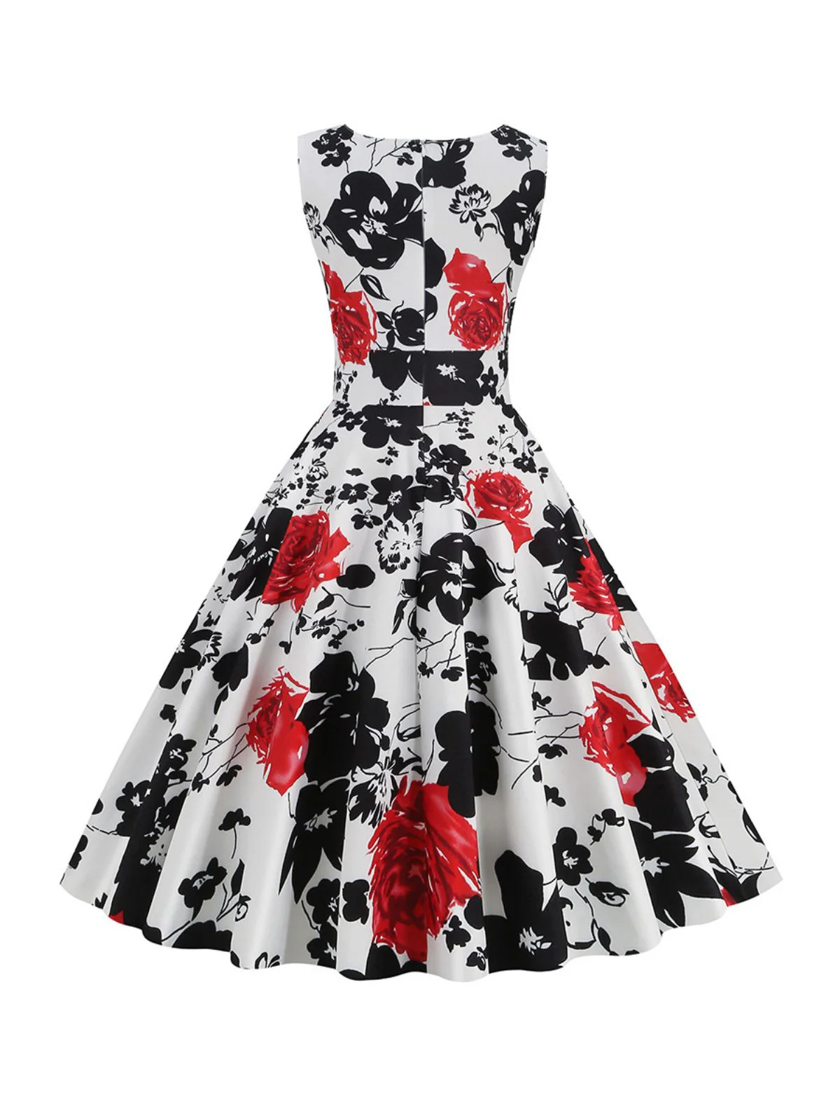 1950s V-Neck Floral Sleeveless Dress - Image 3