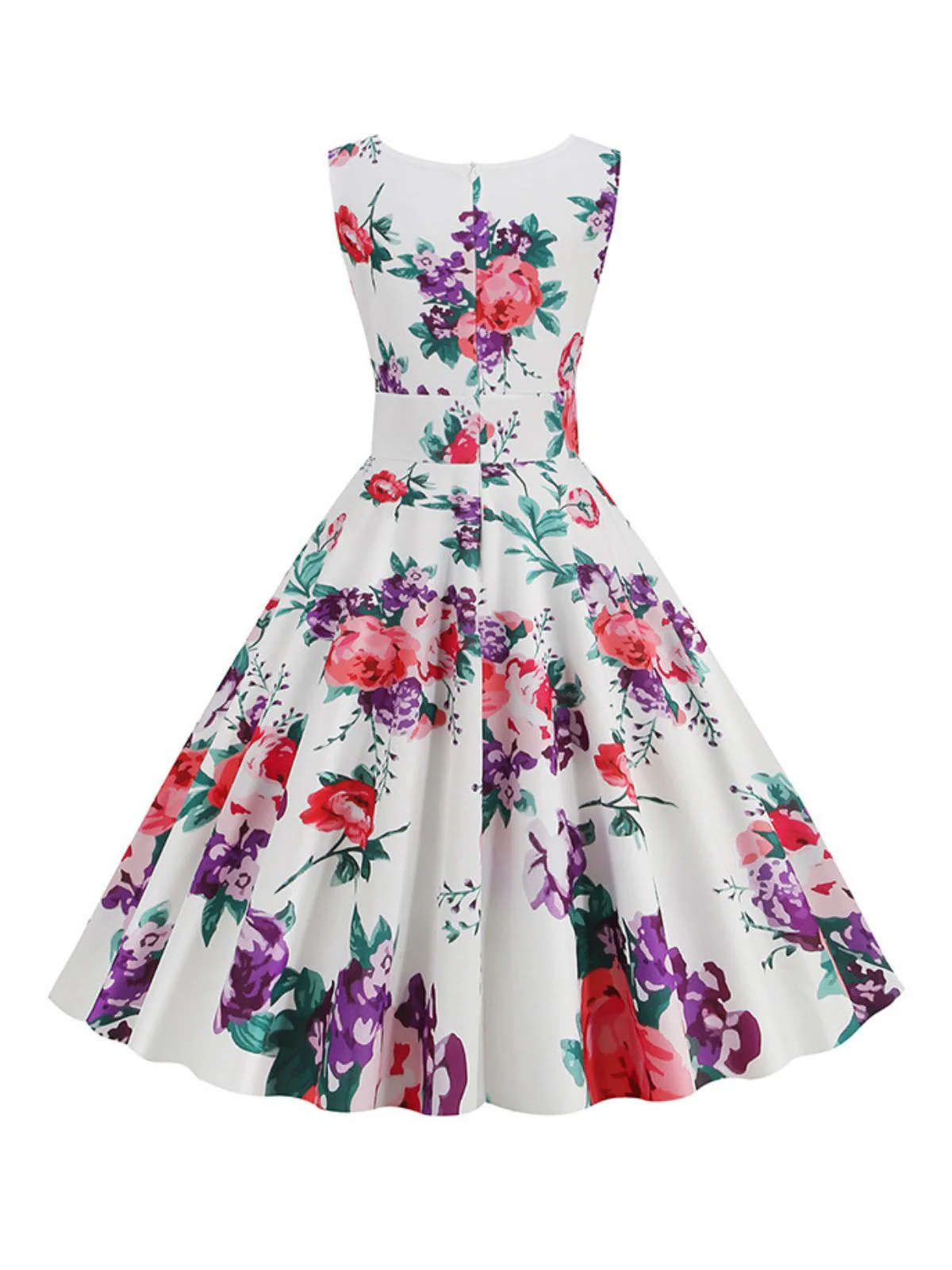 1950s V-Neck Floral Sleeveless Dress - Image 6