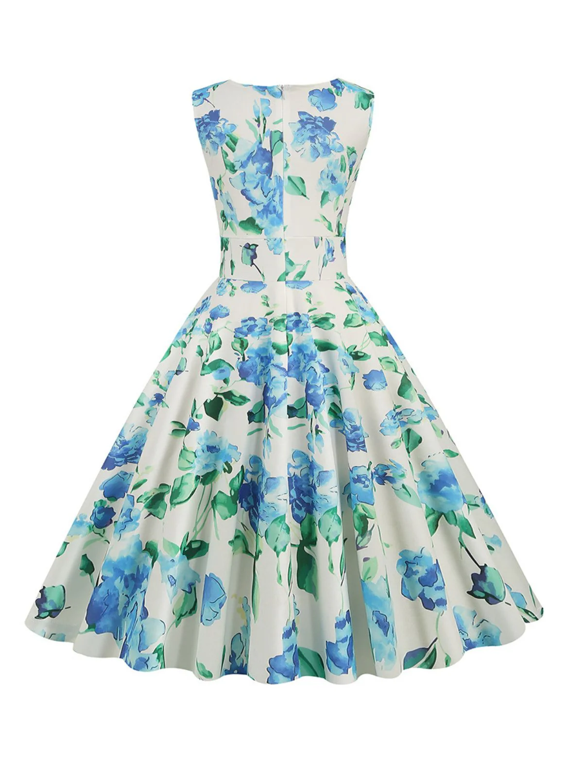1950s V-Neck Floral Sleeveless Dress - Image 9
