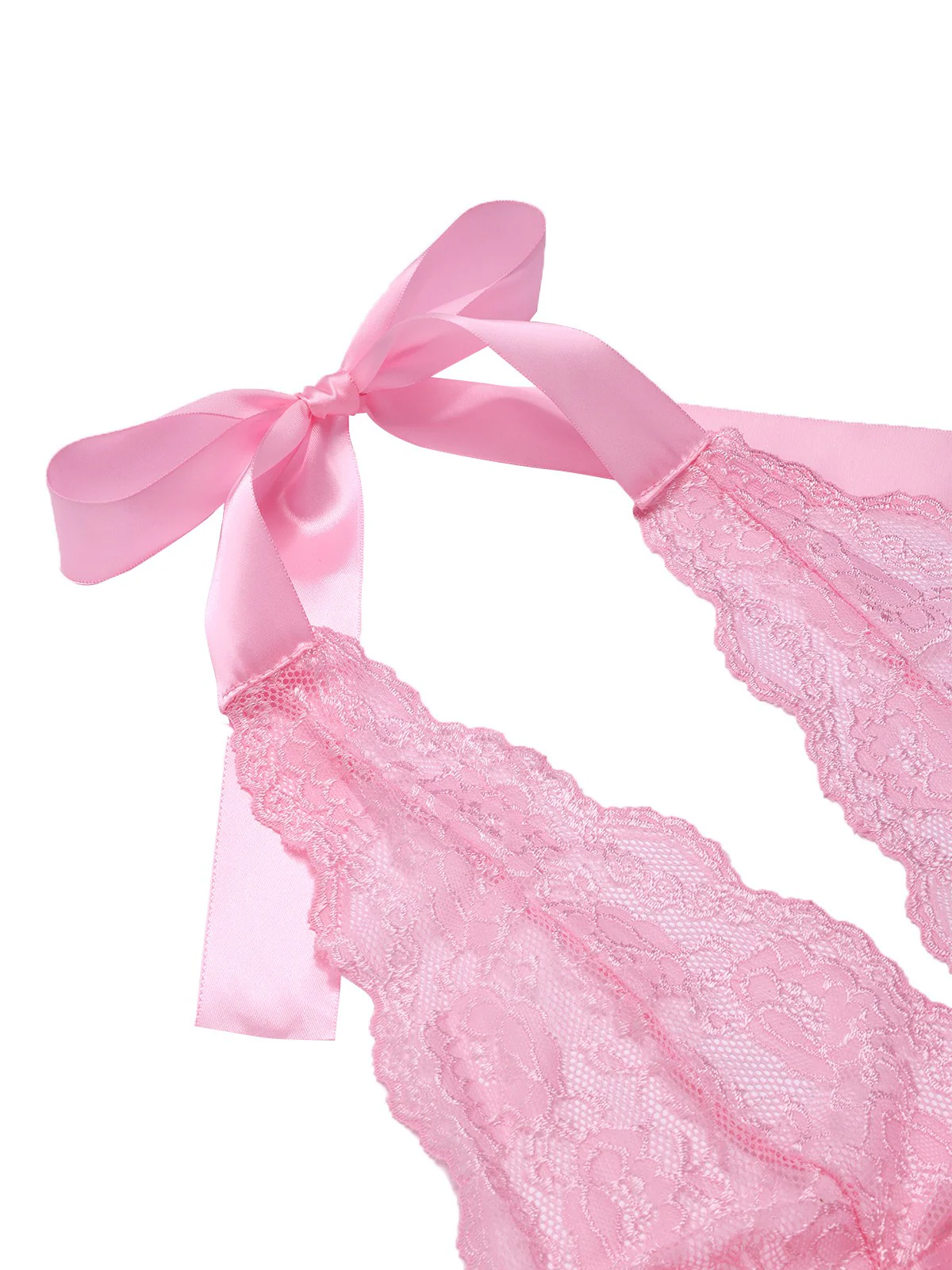 1950s V-Neck Halter Lace Sheer Nightgown - Image 11