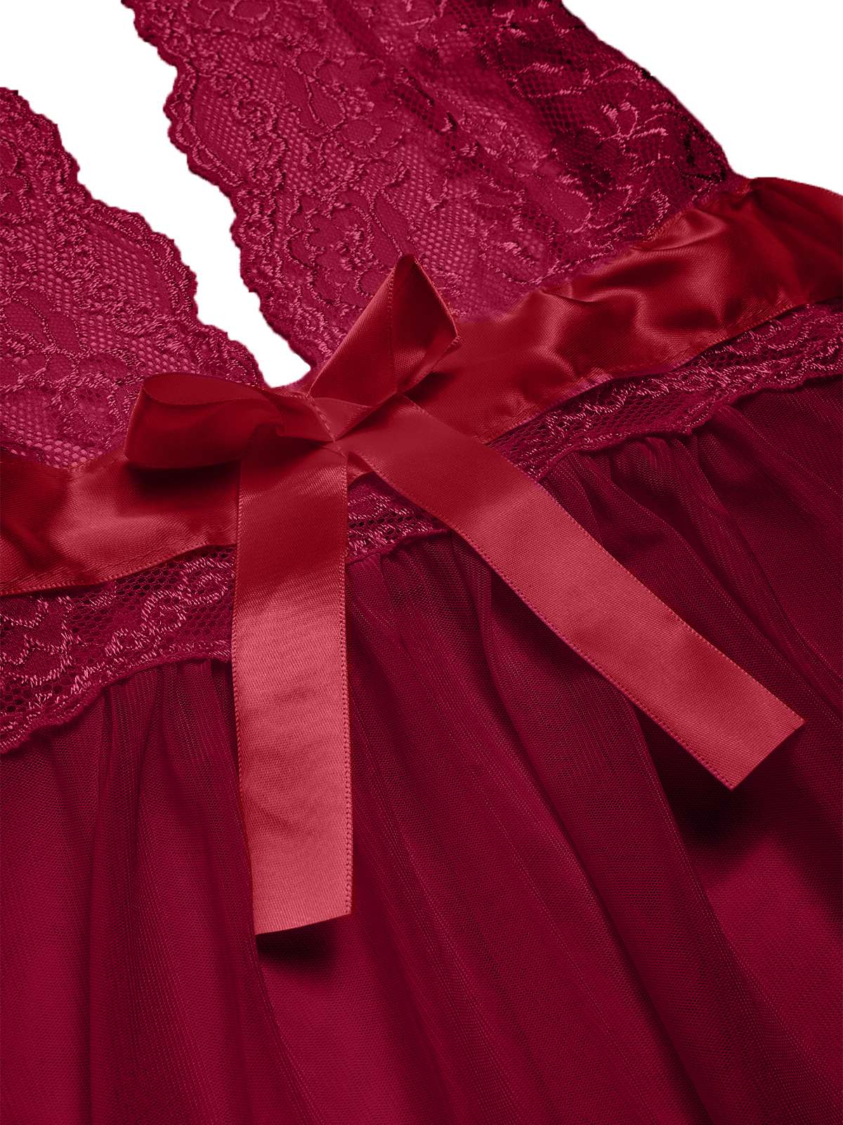 1950s V-Neck Halter Lace Sheer Nightgown - Image 3