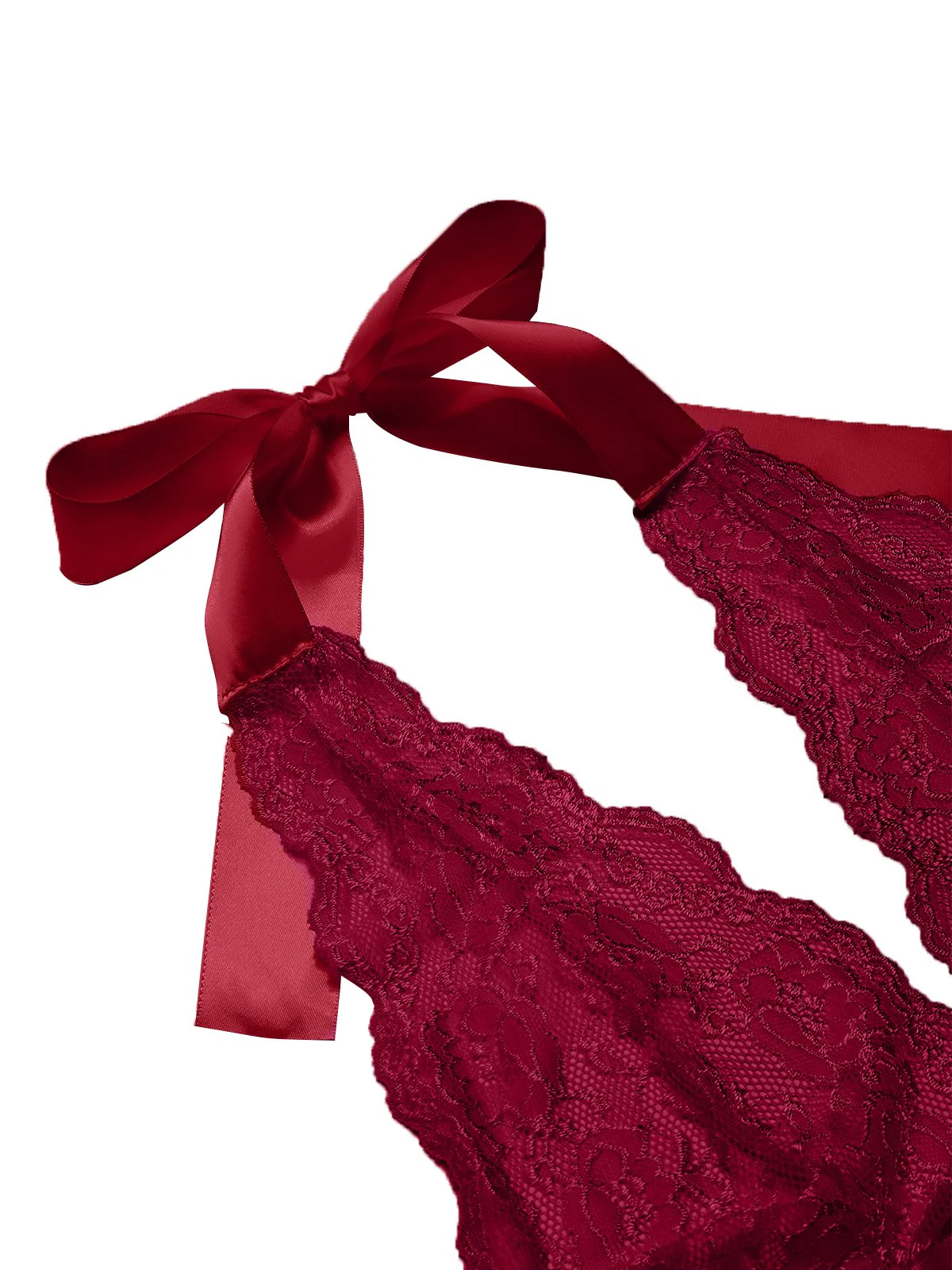 1950s V-Neck Halter Lace Sheer Nightgown - Image 4