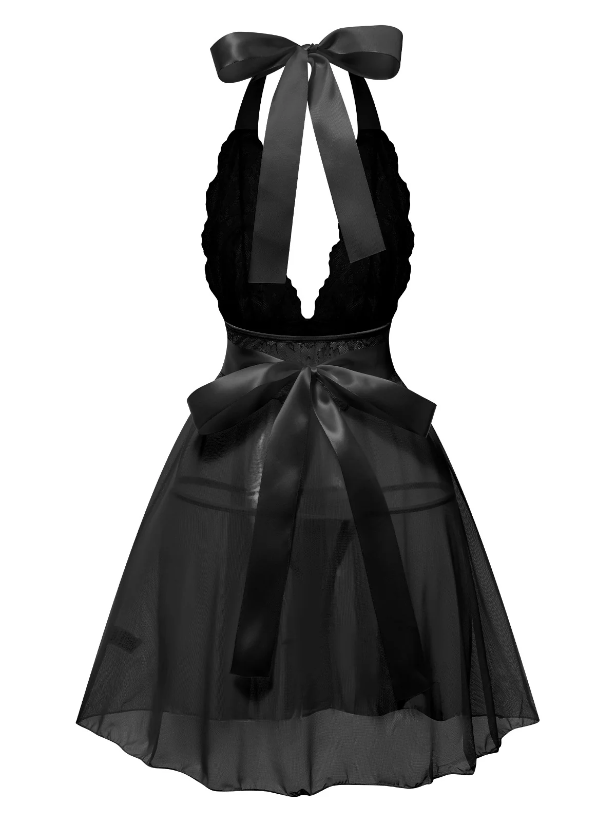 1950s V-Neck Halter Lace Sheer Nightgown - Image 5