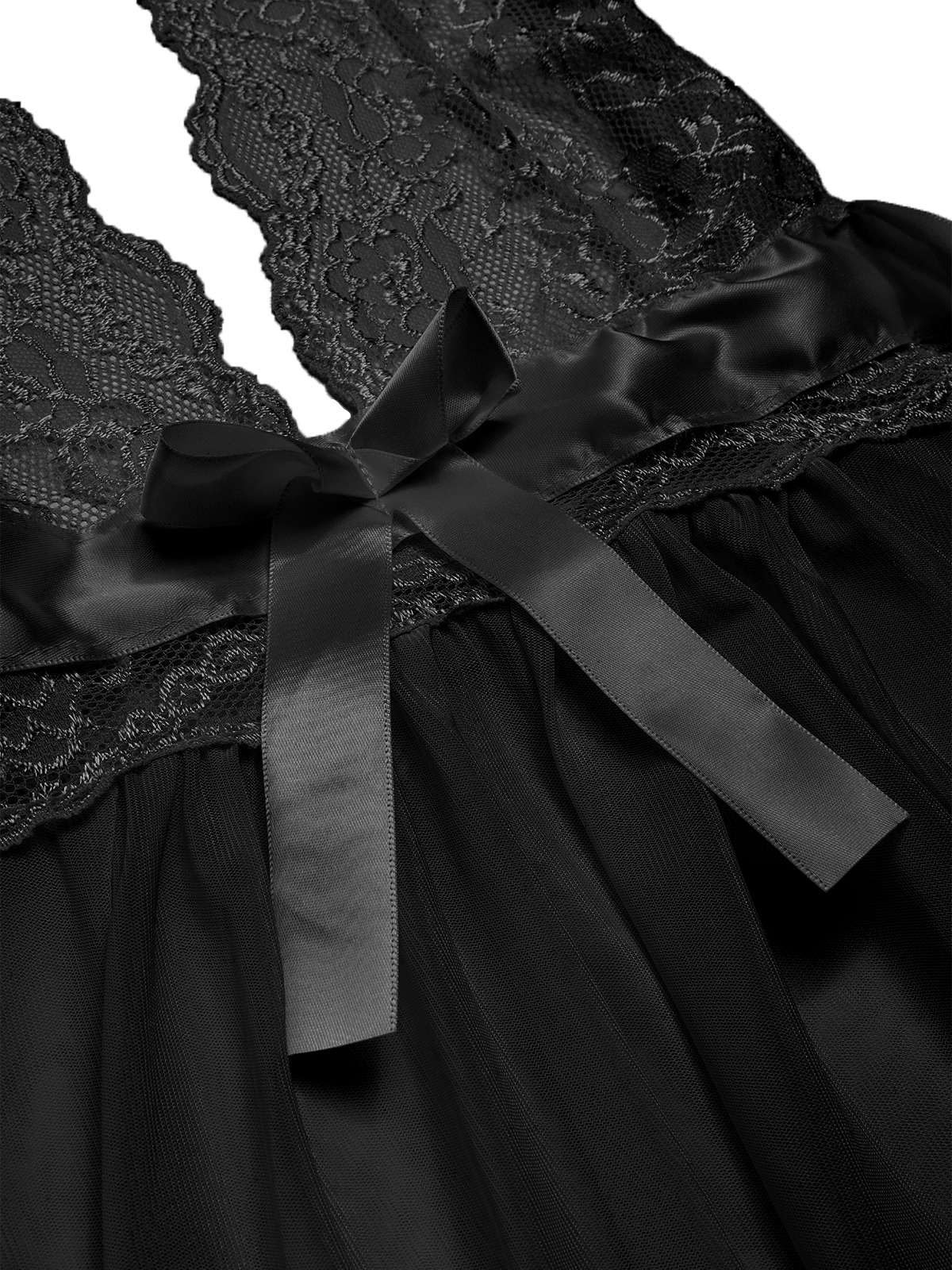 1950s V-Neck Halter Lace Sheer Nightgown - Image 7