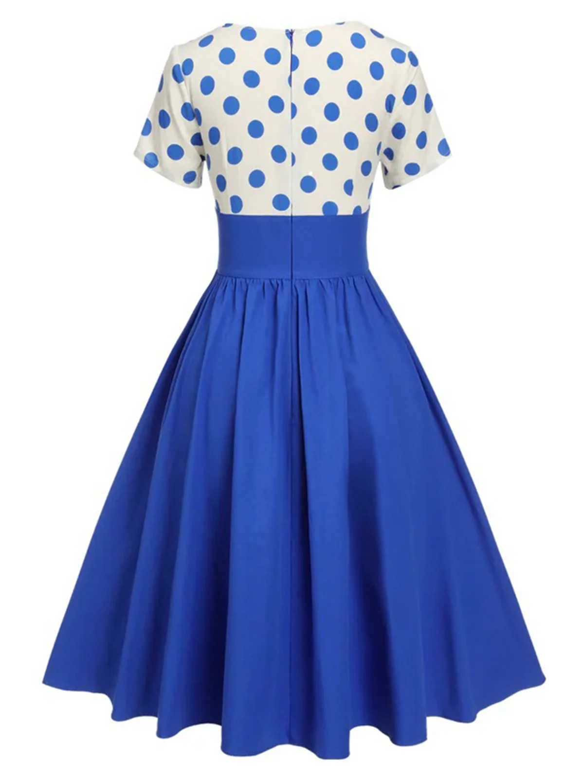 1950s V-Neck Polka Dots Swing Dress - Image 12