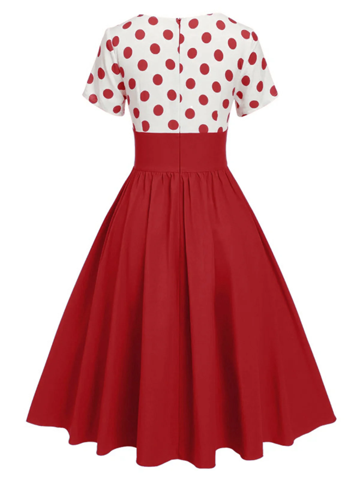 1950s V-Neck Polka Dots Swing Dress - Image 9