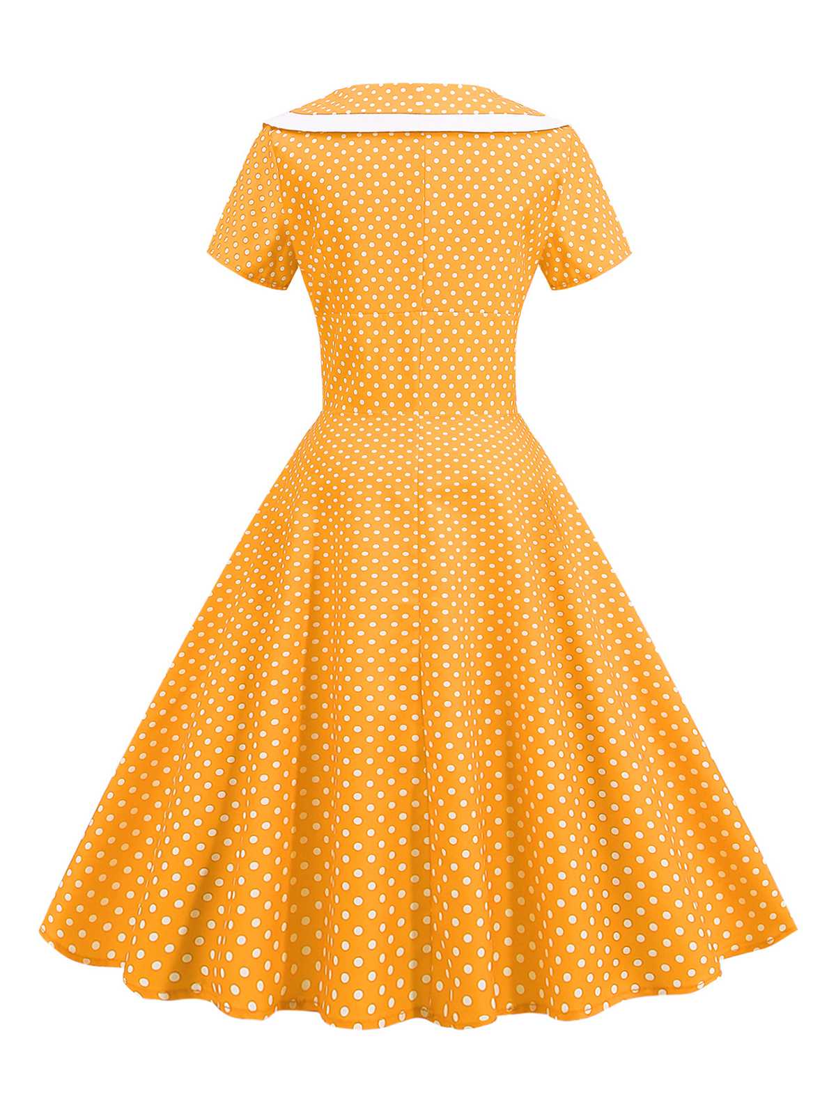 1950s V-Neck Polka Dots Swing Dress - Image 12