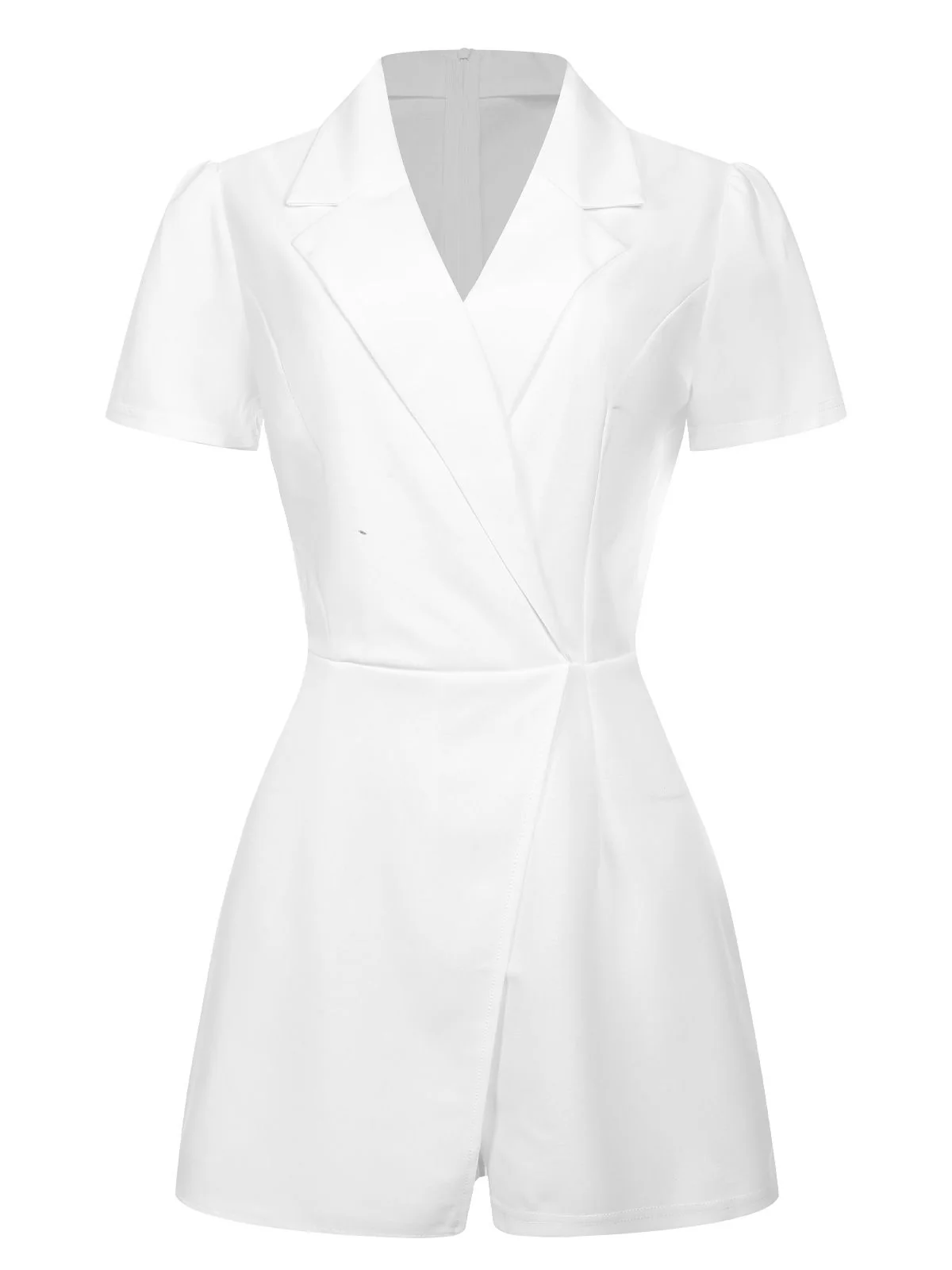 1950s V-Neck Solid Lapel Romper - Image 6