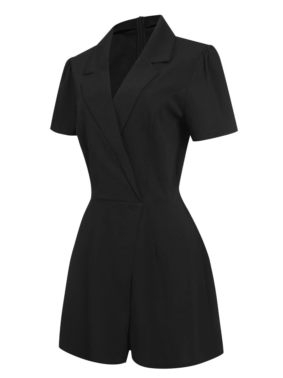 1950s V-Neck Solid Lapel Romper - Image 2