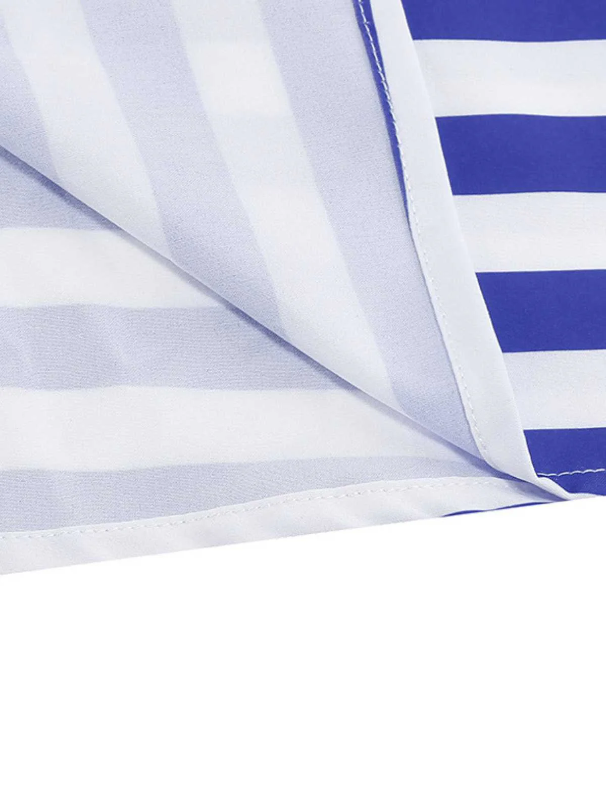 1950s V-Neck Star Stripes Flag Belted Swing Dress - Image 8