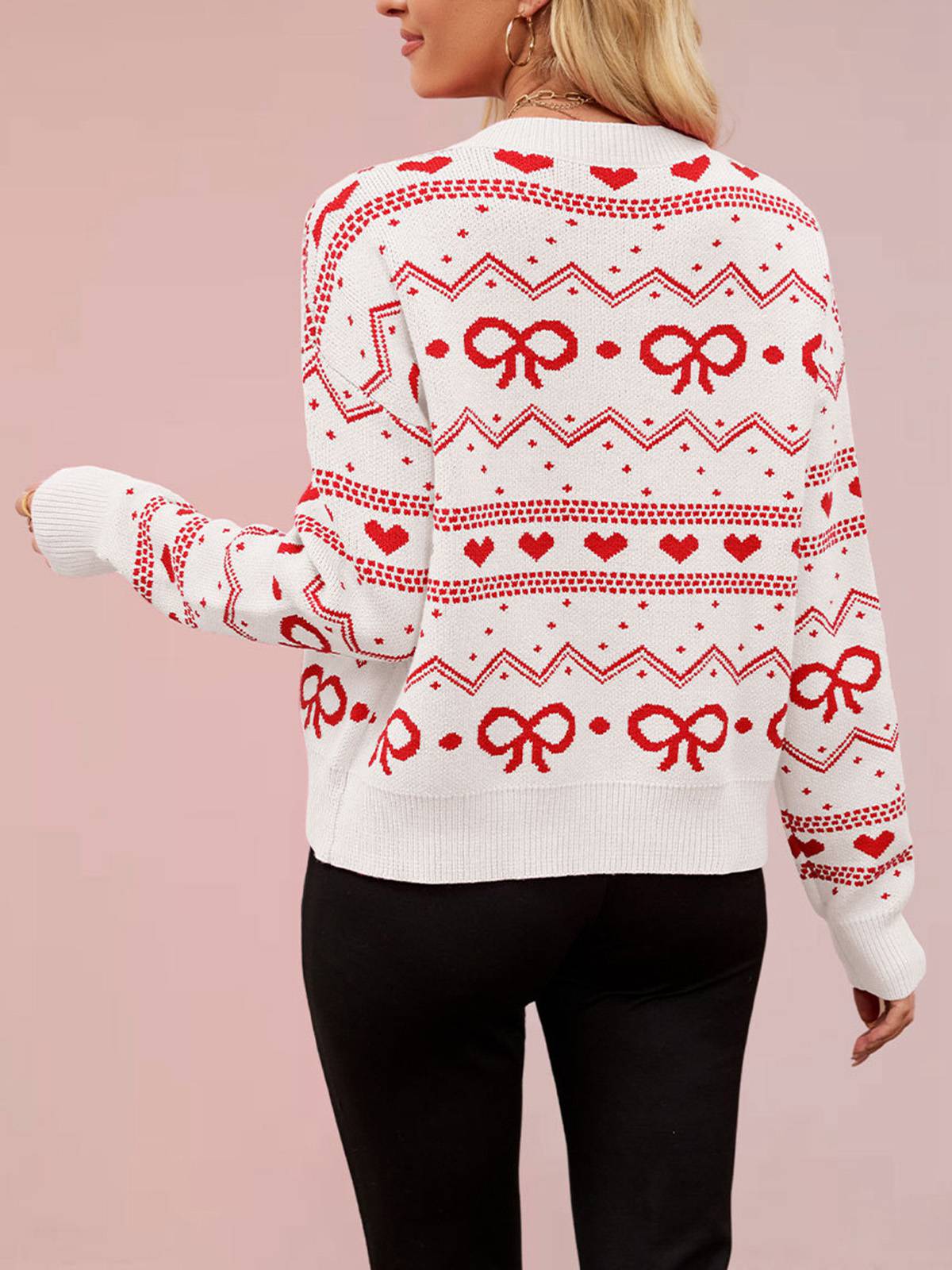 1950s Valentine's Day Heart Pattern Knit Cardigan - Image 8