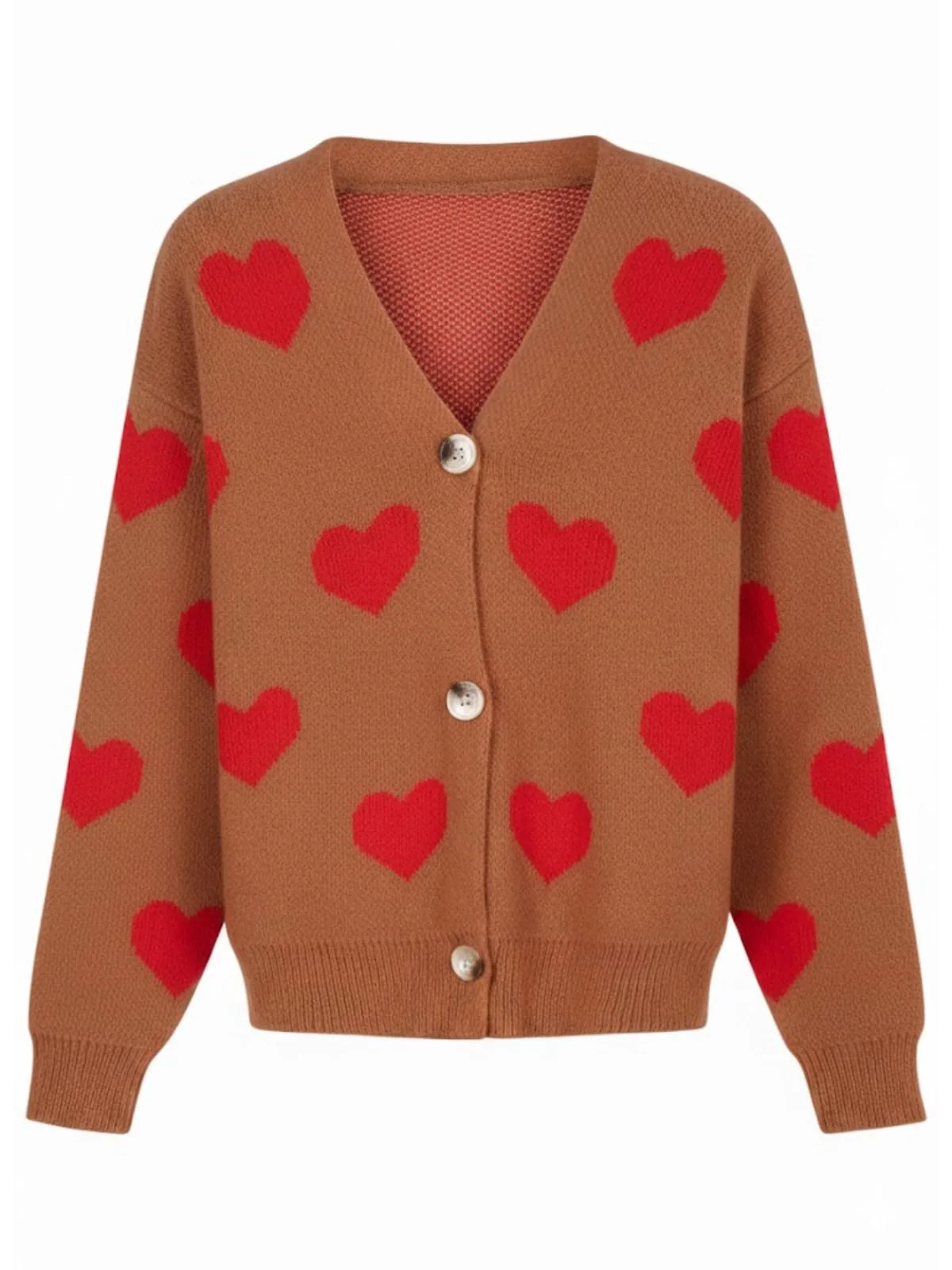 1950s Valentine's Day Heart Print Knit Cardigan - Image 16