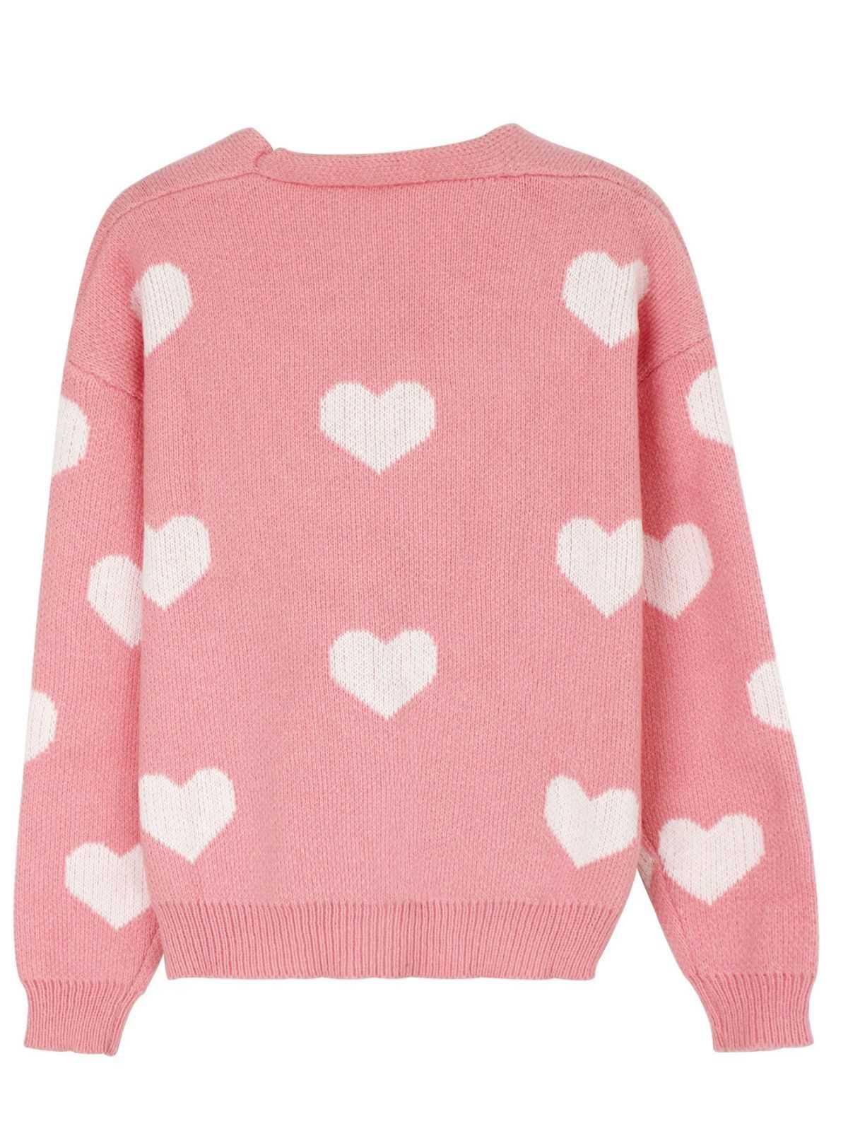1950s Valentine's Day Heart Print Knit Cardigan - Image 2