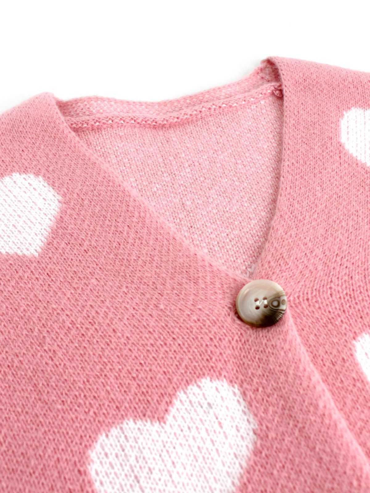 1950s Valentine's Day Heart Print Knit Cardigan - Image 3