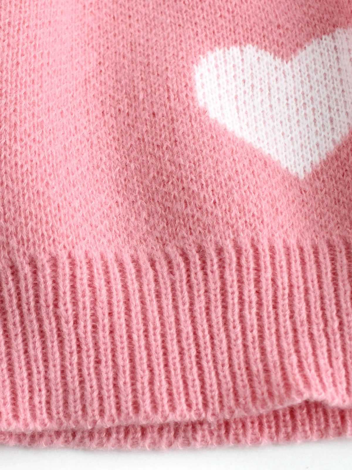 1950s Valentine's Day Heart Print Knit Cardigan - Image 5