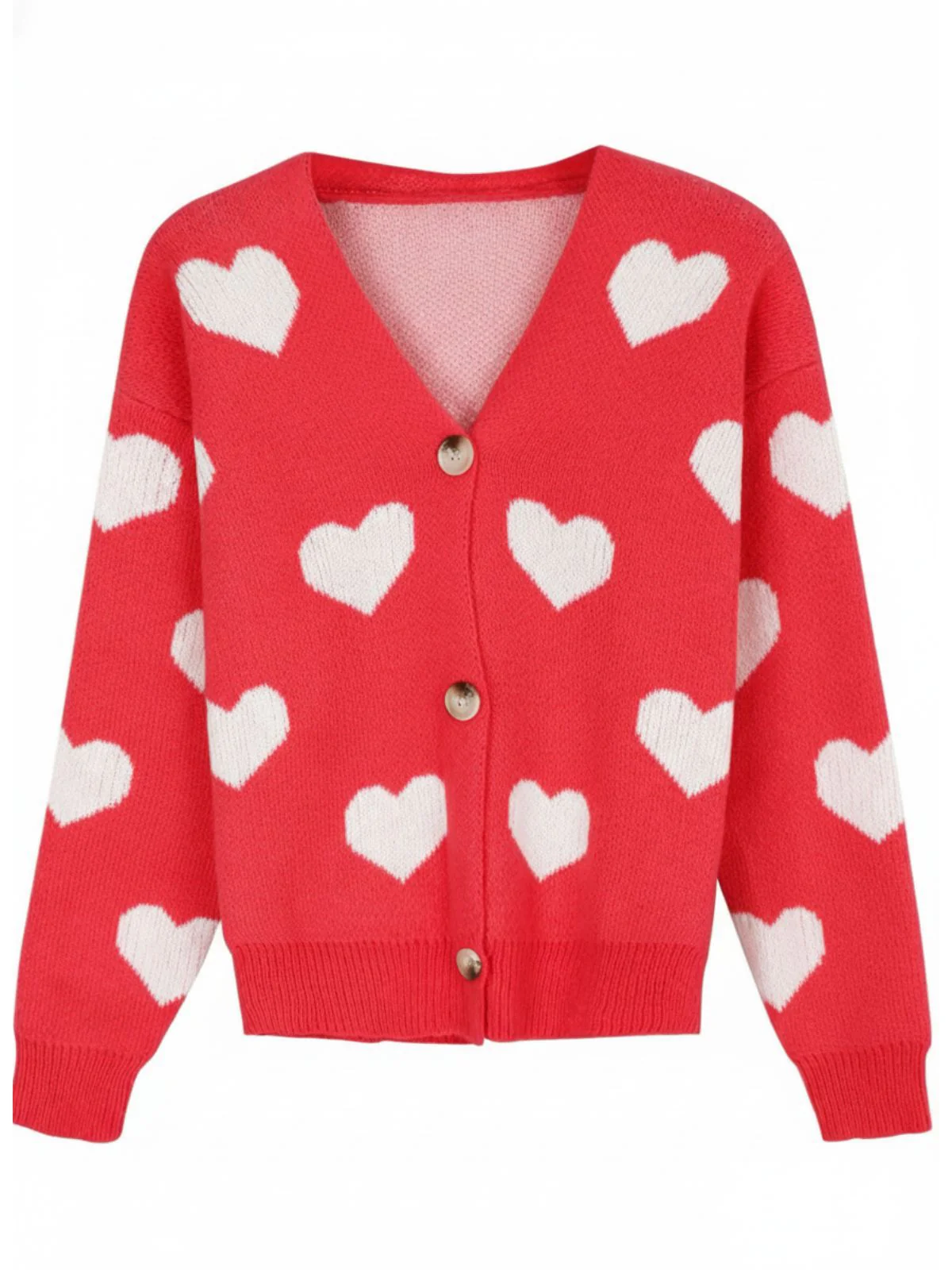 1950s Valentine's Day Heart Print Knit Cardigan - Image 6