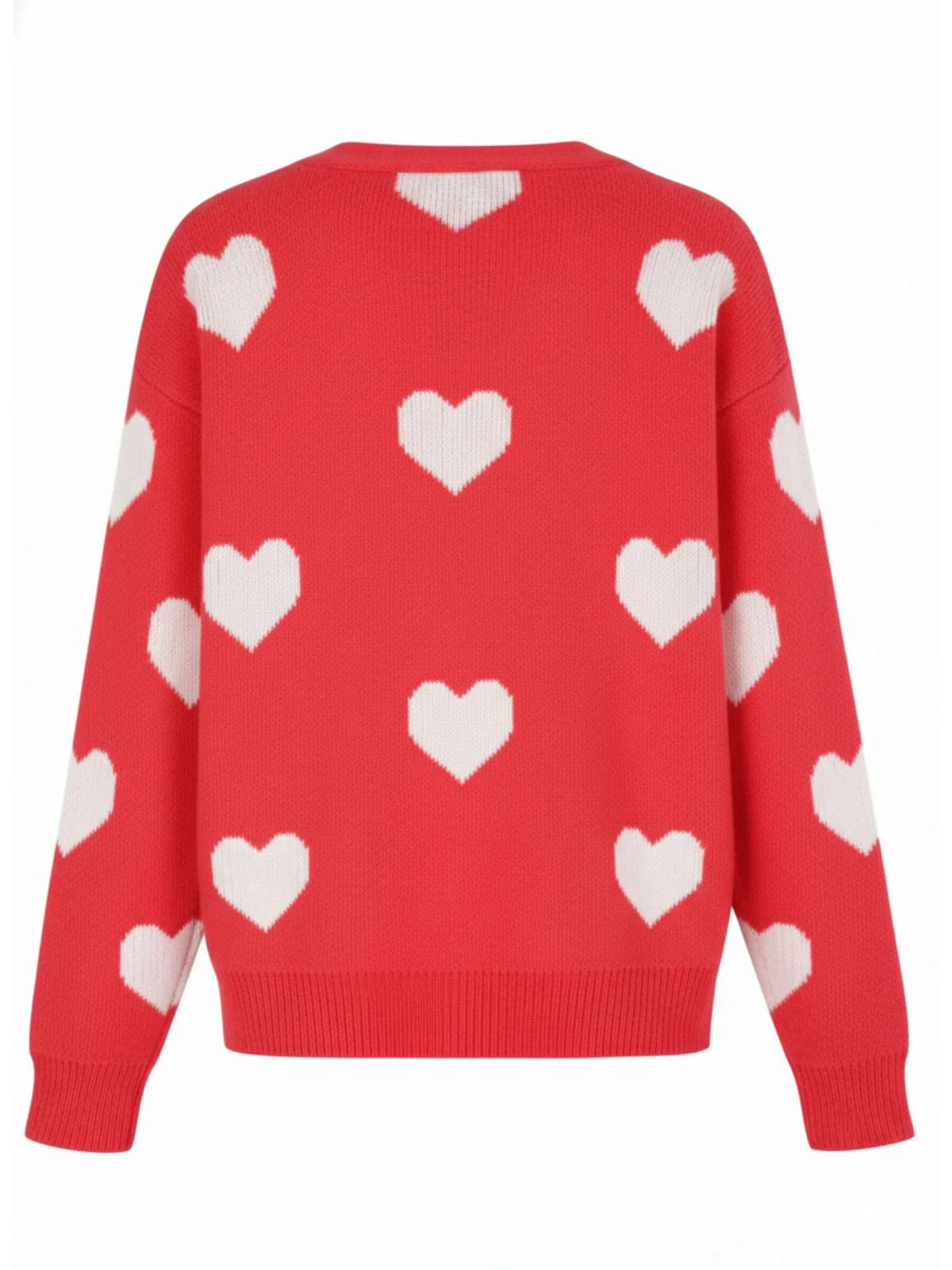 1950s Valentine's Day Heart Print Knit Cardigan - Image 7