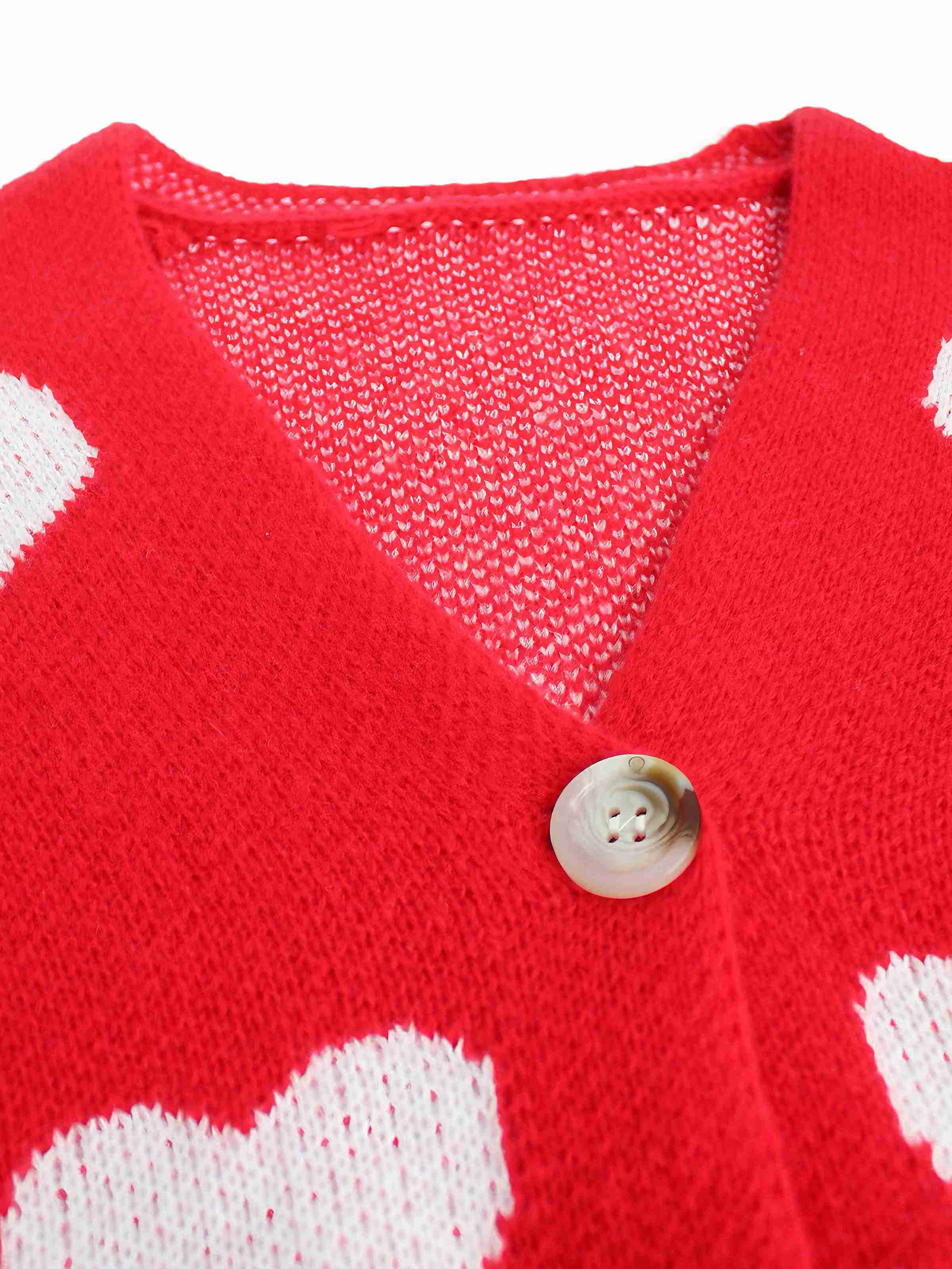 1950s Valentine's Day Heart Print Knit Cardigan - Image 8
