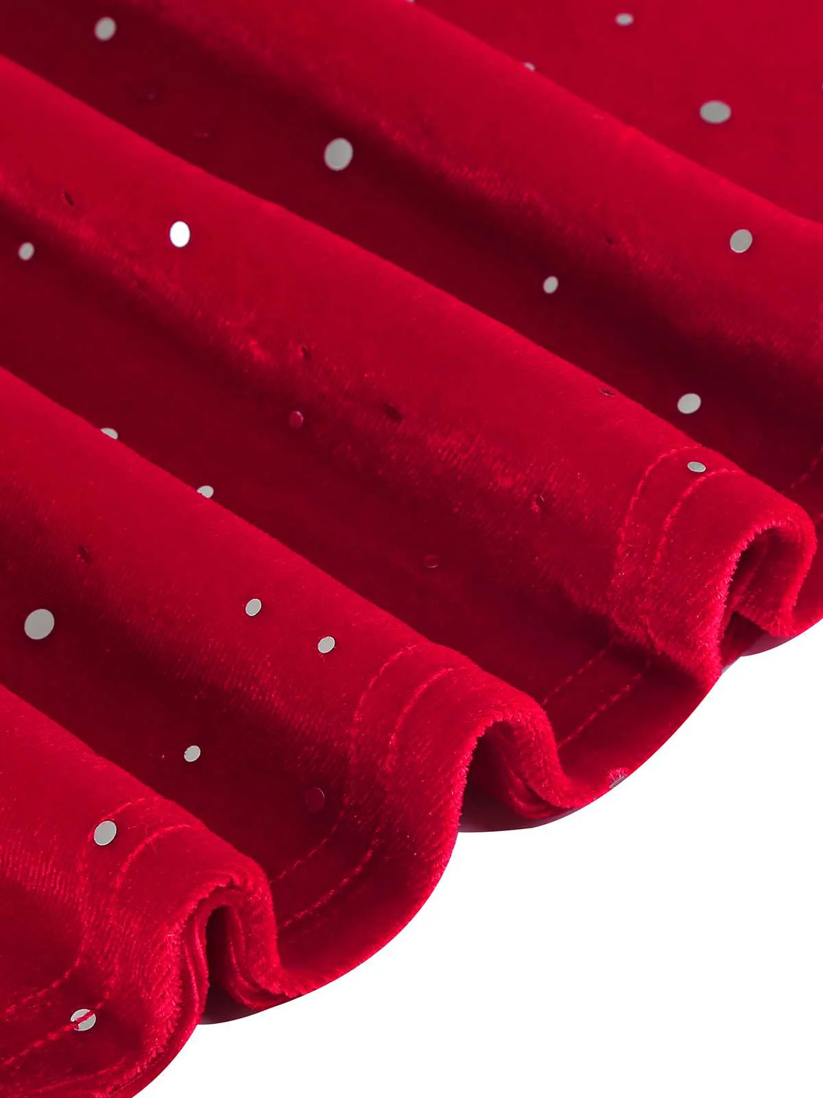 1950s Velvet Sparkling Solid A-Line Dress - Image 11