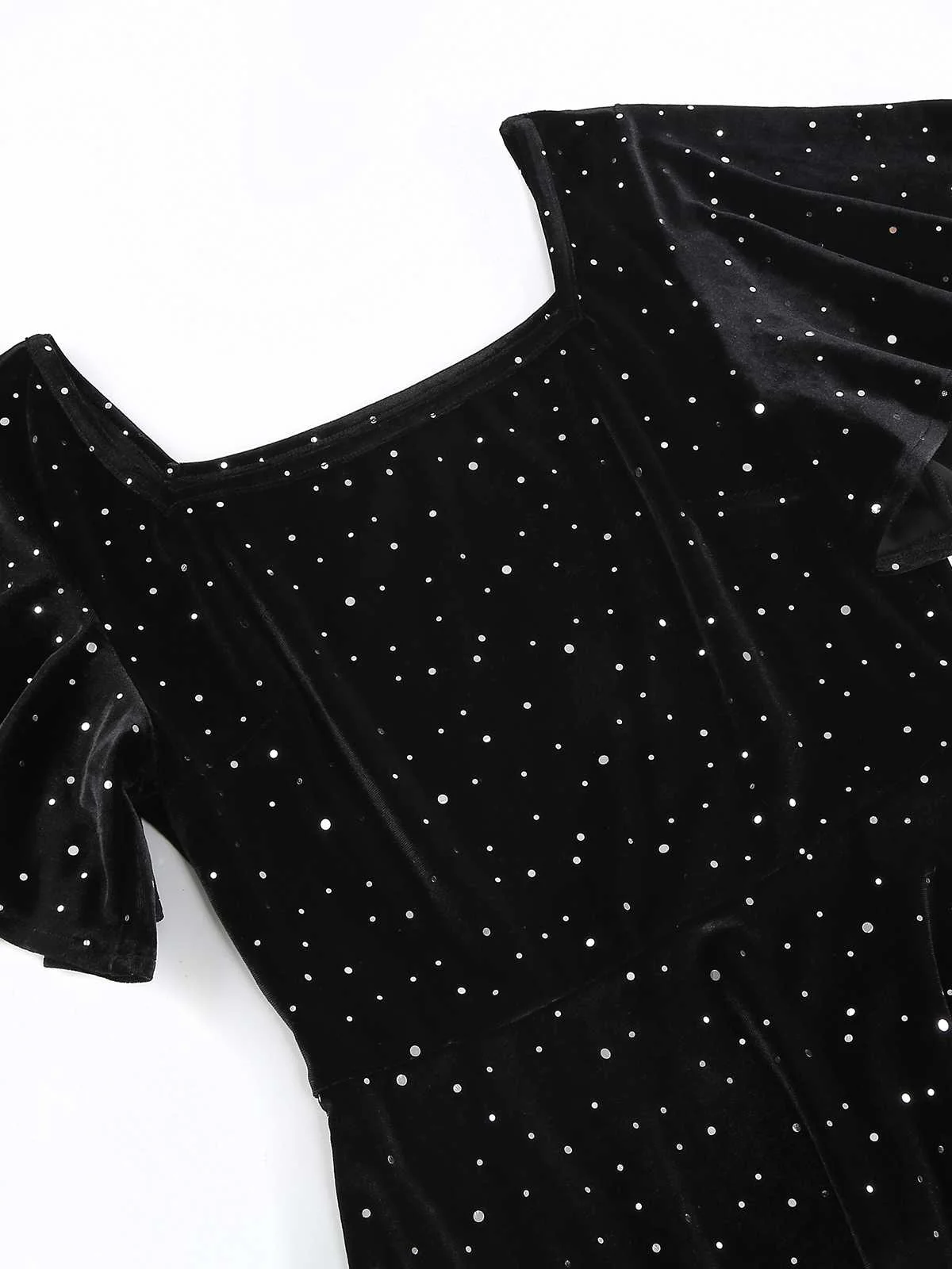 1950s Velvet Sparkling Solid A-Line Dress - Image 19
