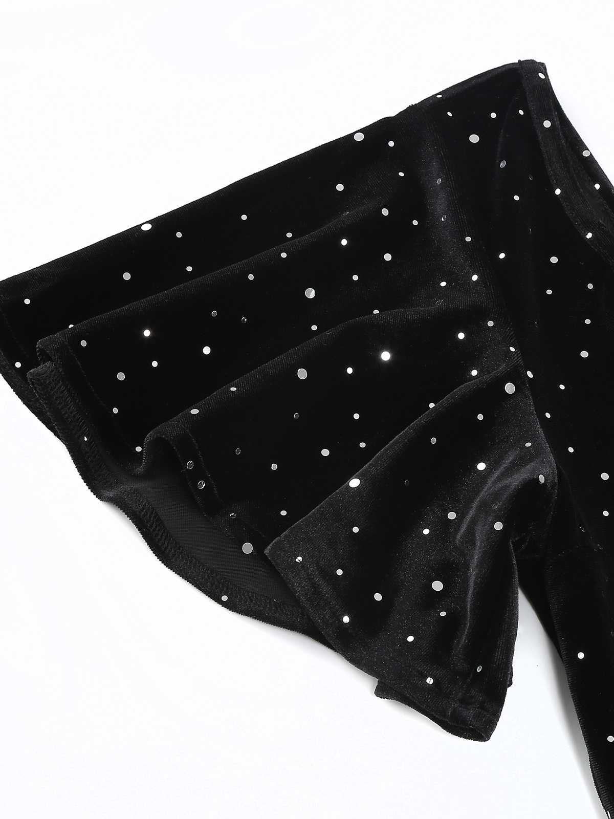 1950s Velvet Sparkling Solid A-Line Dress - Image 21