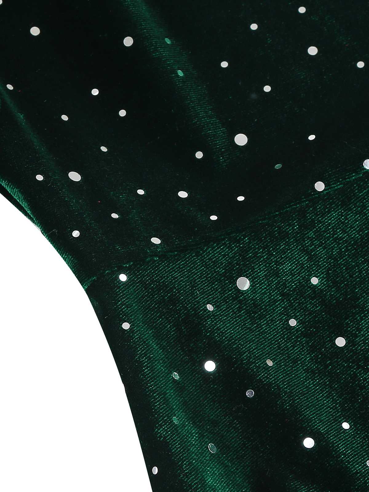 1950s Velvet Sparkling Solid A-Line Dress - Image 22