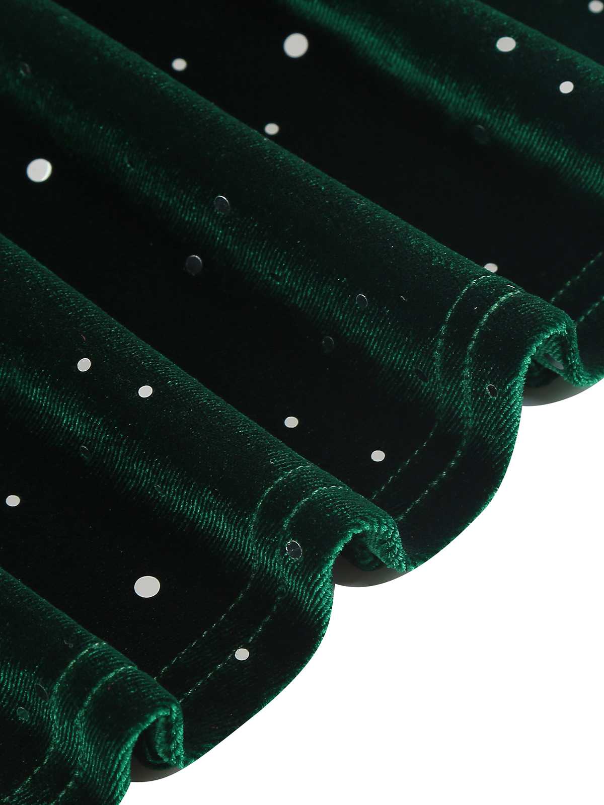 1950s Velvet Sparkling Solid A-Line Dress - Image 29