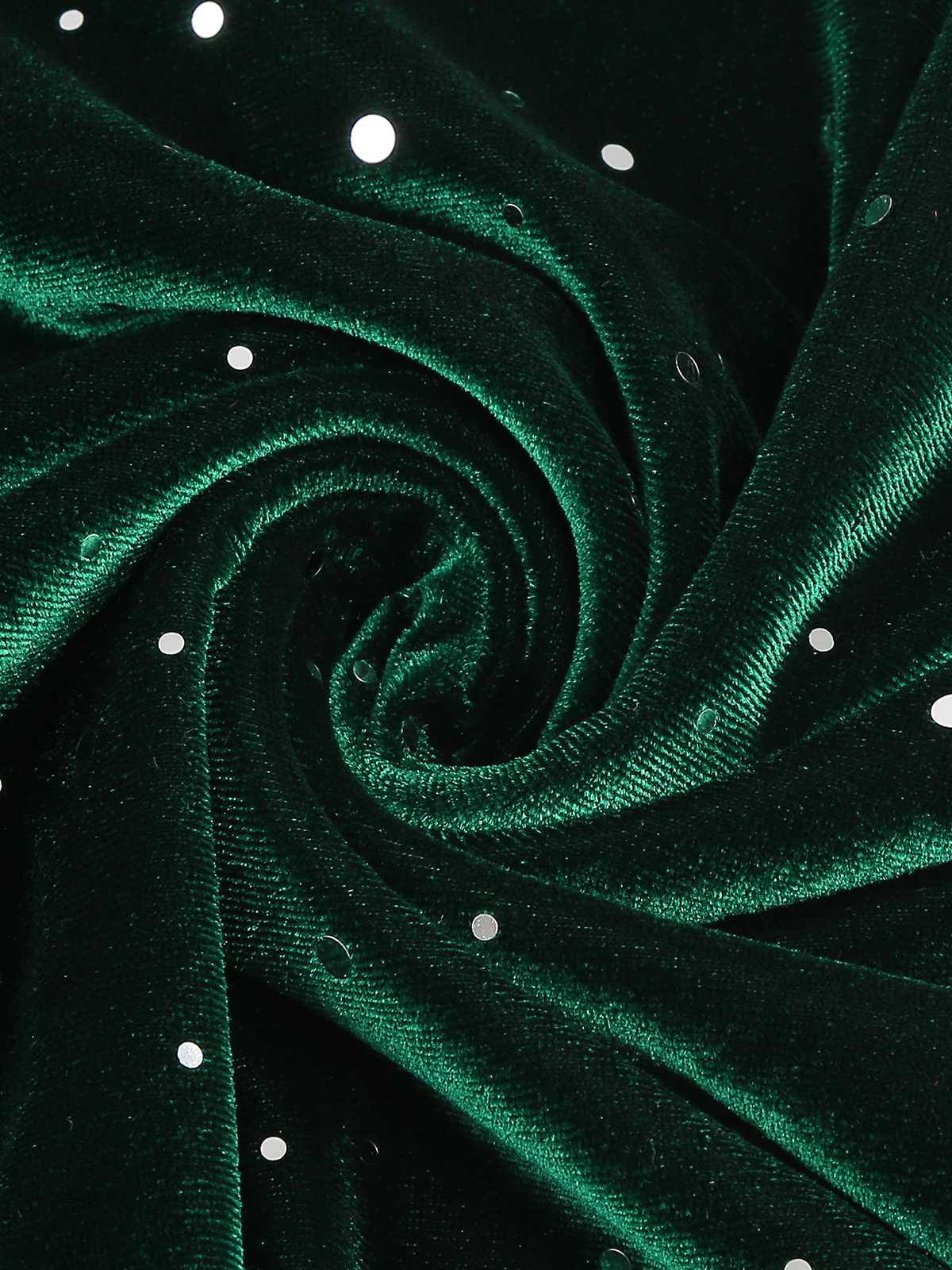 1950s Velvet Sparkling Solid A-Line Dress - Image 31