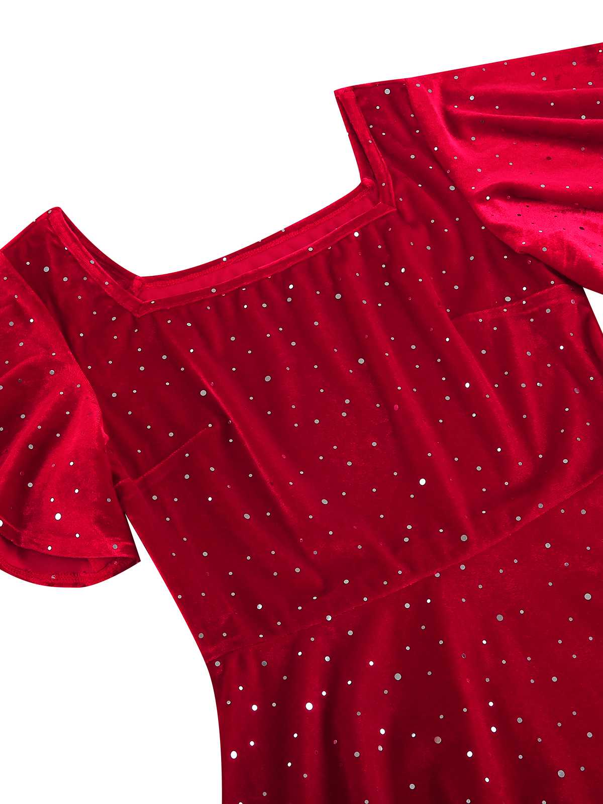 1950s Velvet Sparkling Solid A-Line Dress - Image 4