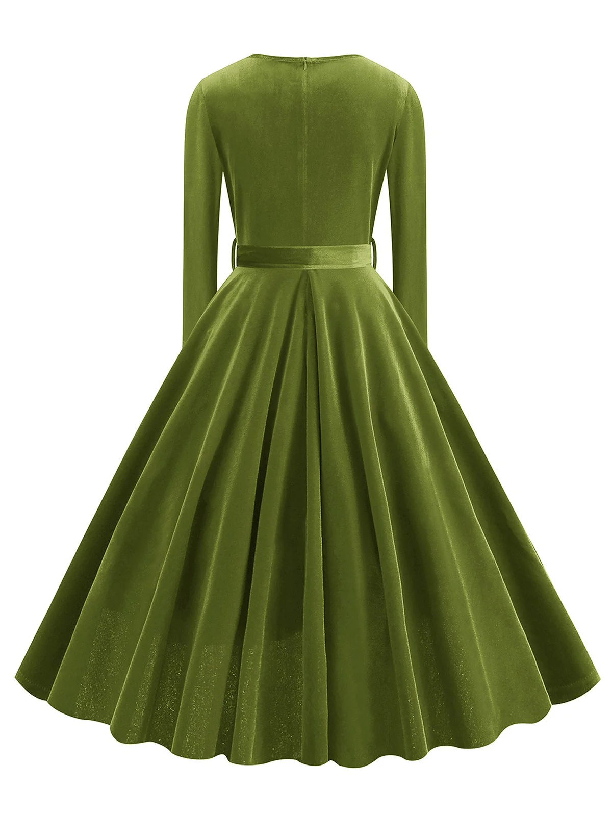 1950s Solid Velvet V-Neck Swing Dress - Image 13