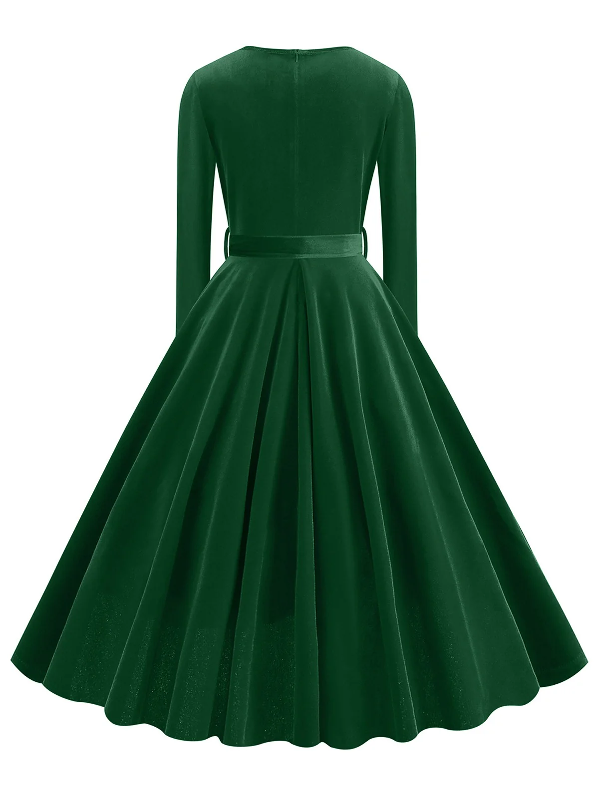 1950s Solid Velvet V-Neck Swing Dress - Image 18