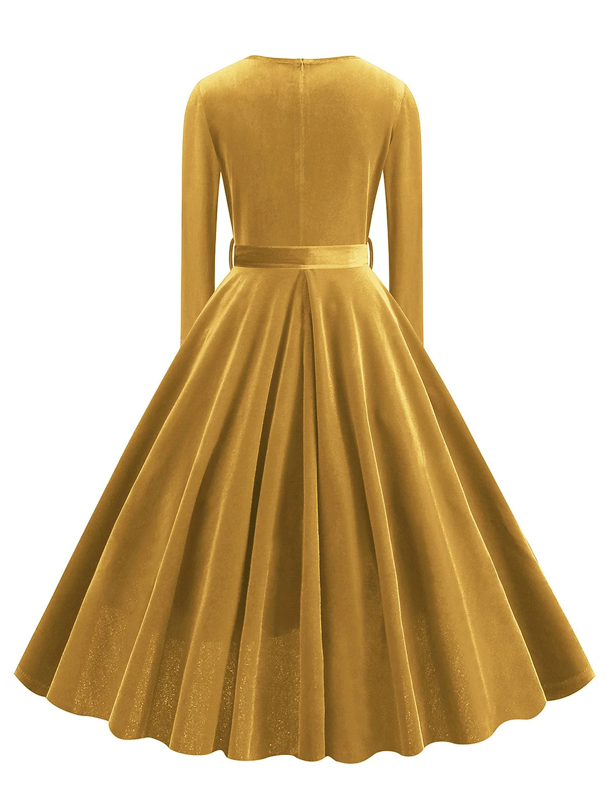 1950s Solid Velvet V-Neck Swing Dress - Image 24