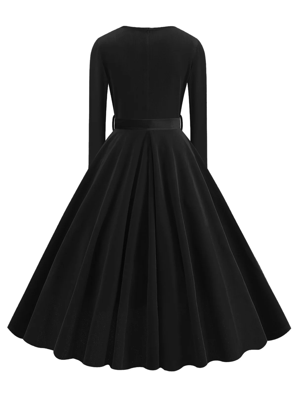 1950s Solid Velvet V-Neck Swing Dress - Image 8