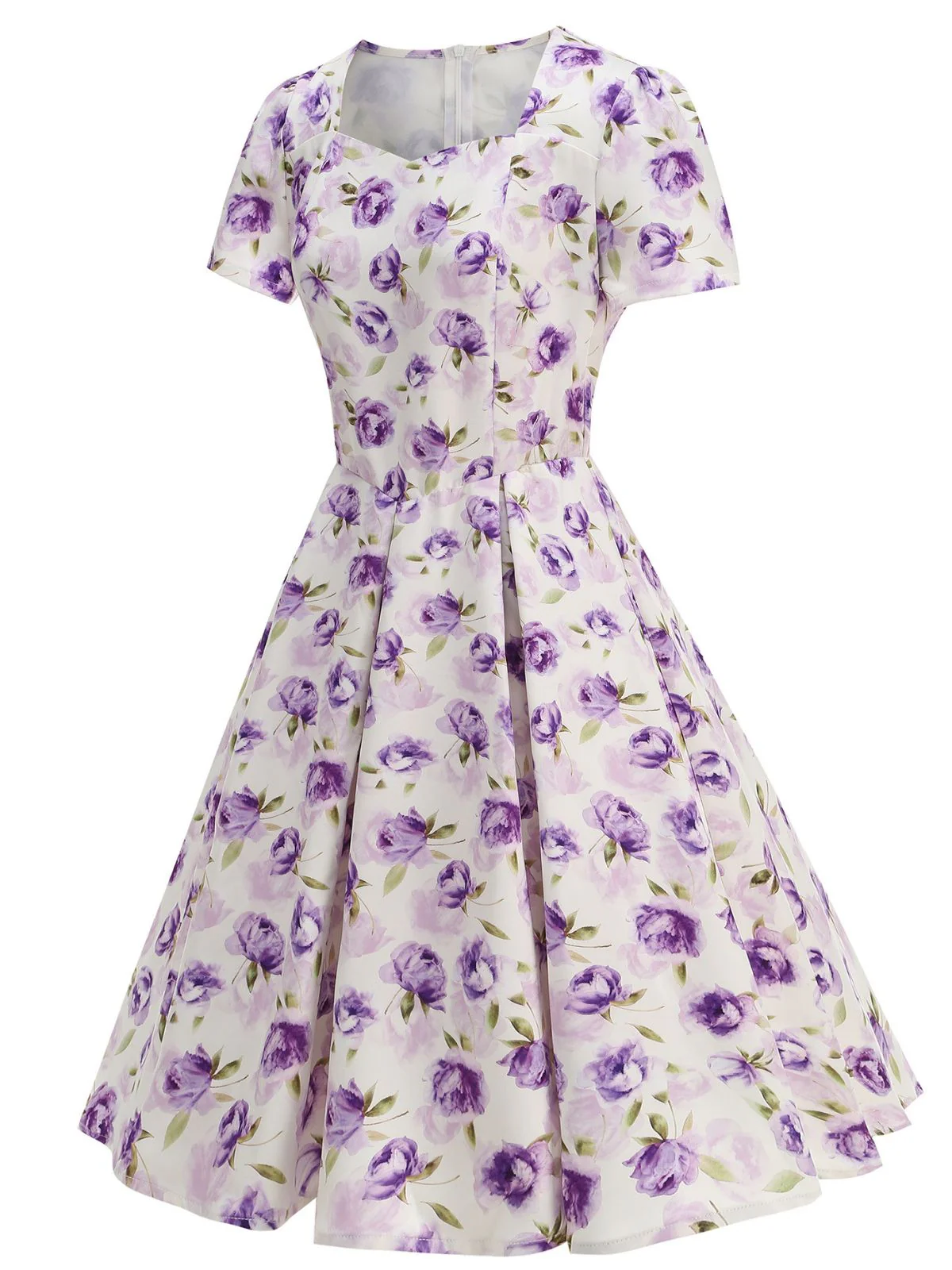 1950s Vintage Floral Swing Dress - Image 12