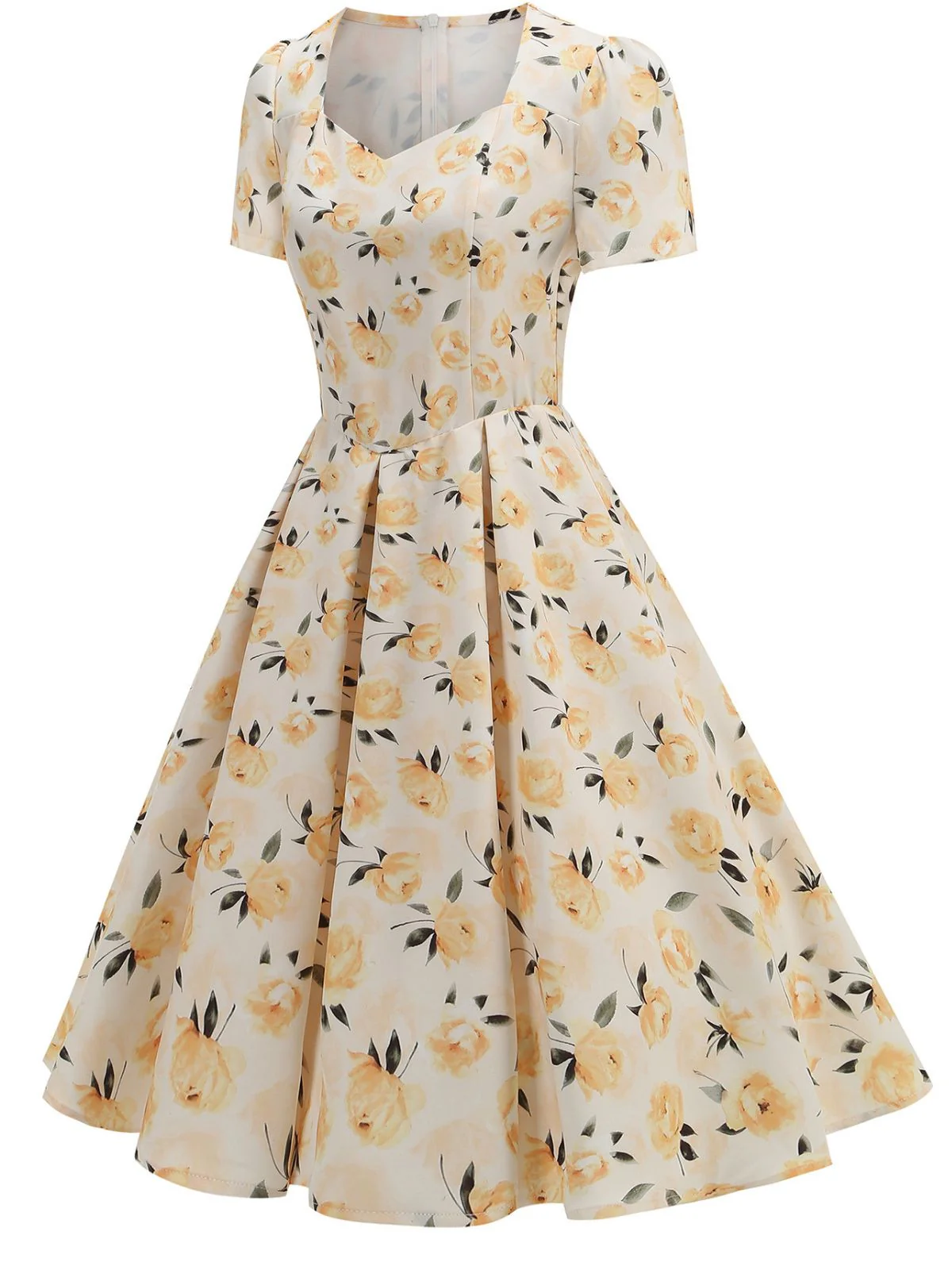 1950s Vintage Floral Swing Dress - Image 2