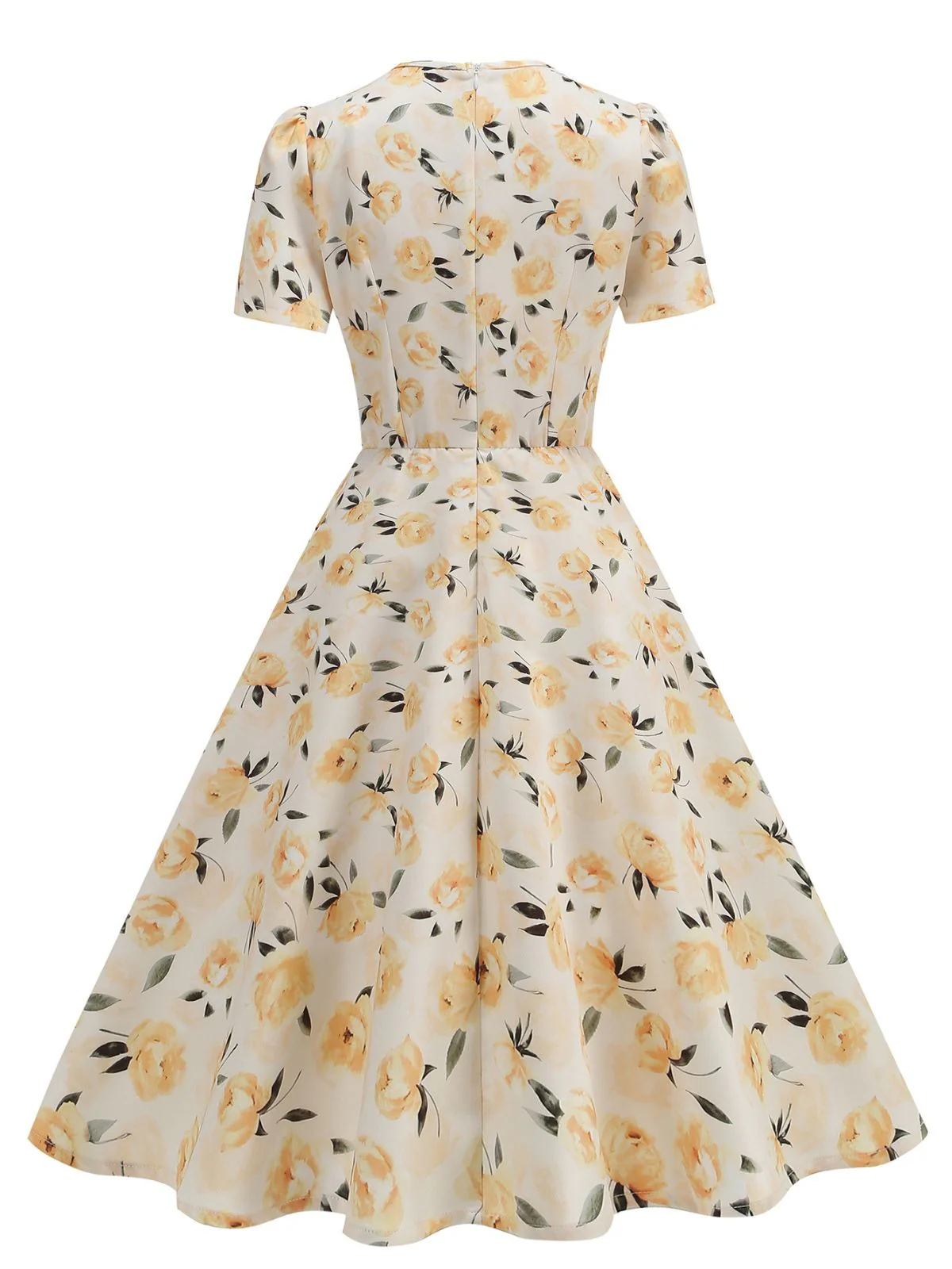 1950s Vintage Floral Swing Dress - Image 3