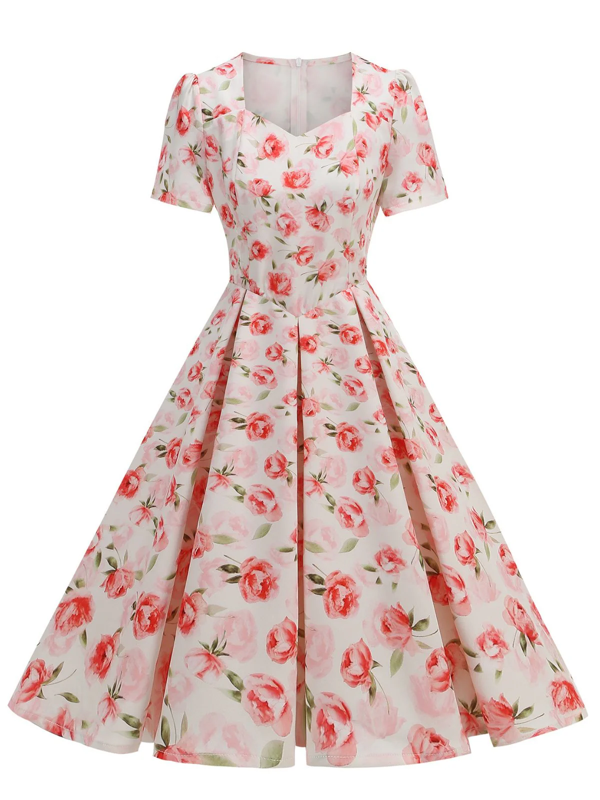 1950s Vintage Floral Swing Dress - Image 6