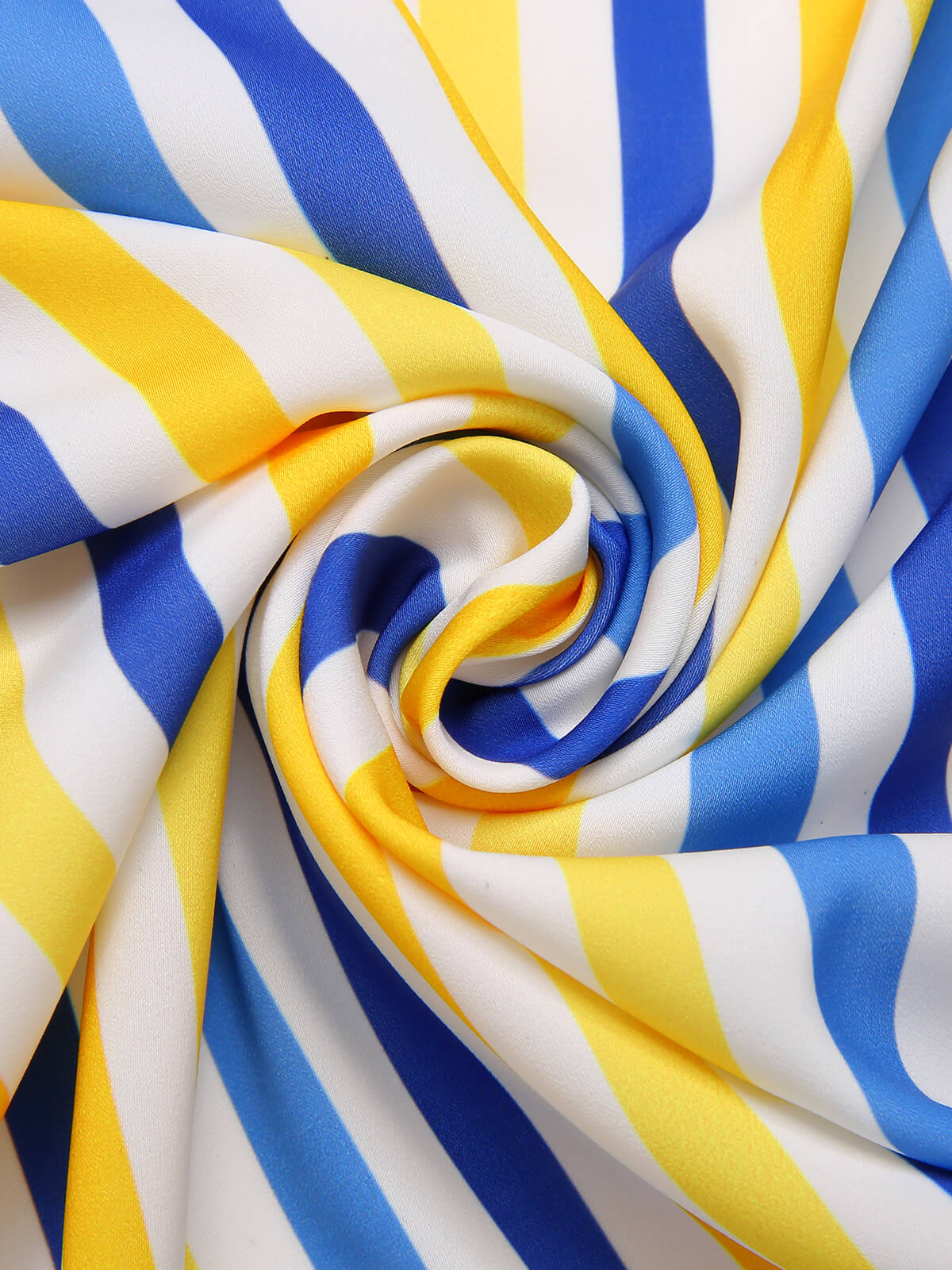 1950s Yellow White Blue Striped Button Skirt - Image 7
