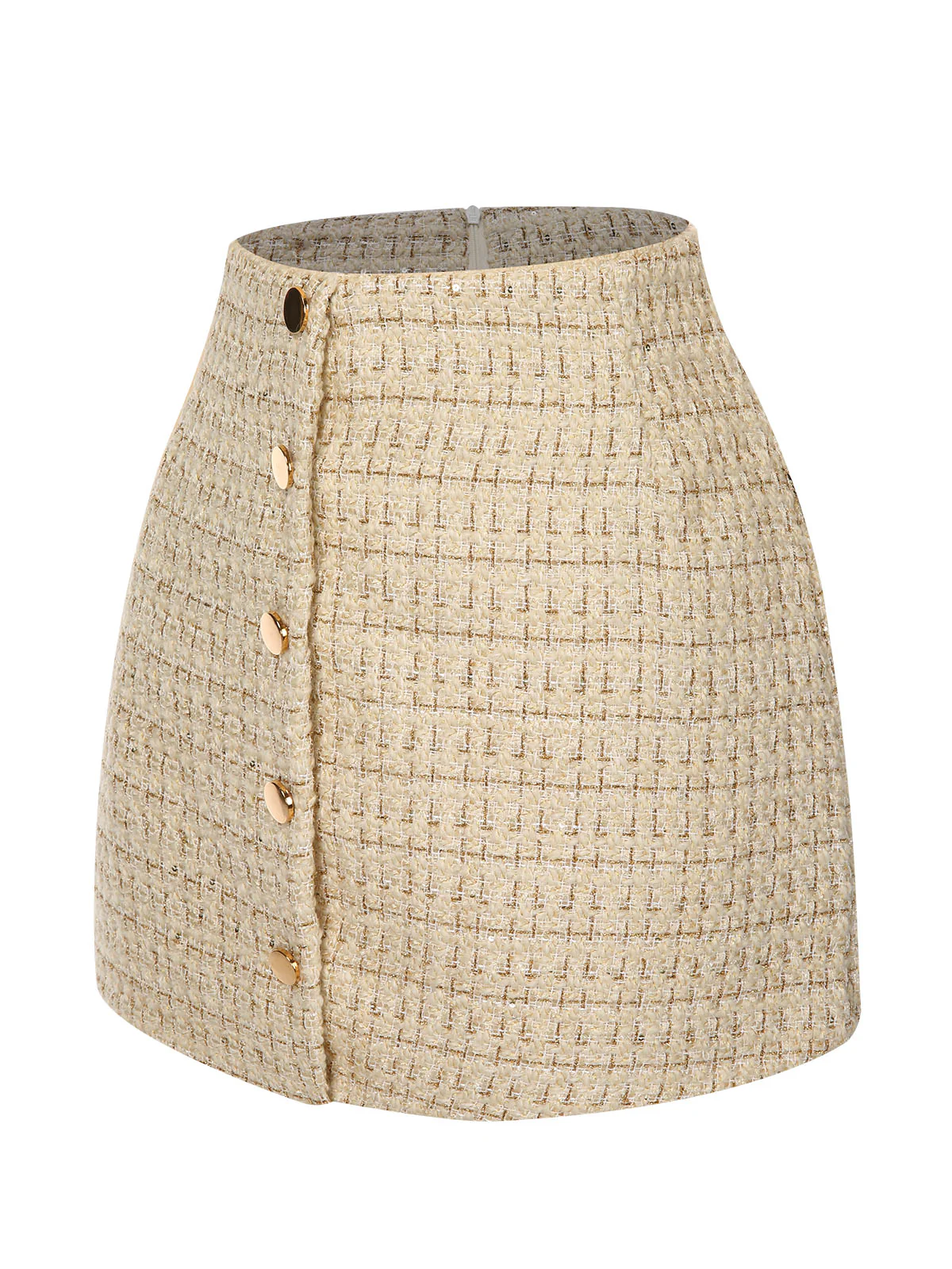 1960s A-Line Button Solid Skirt - Image 3