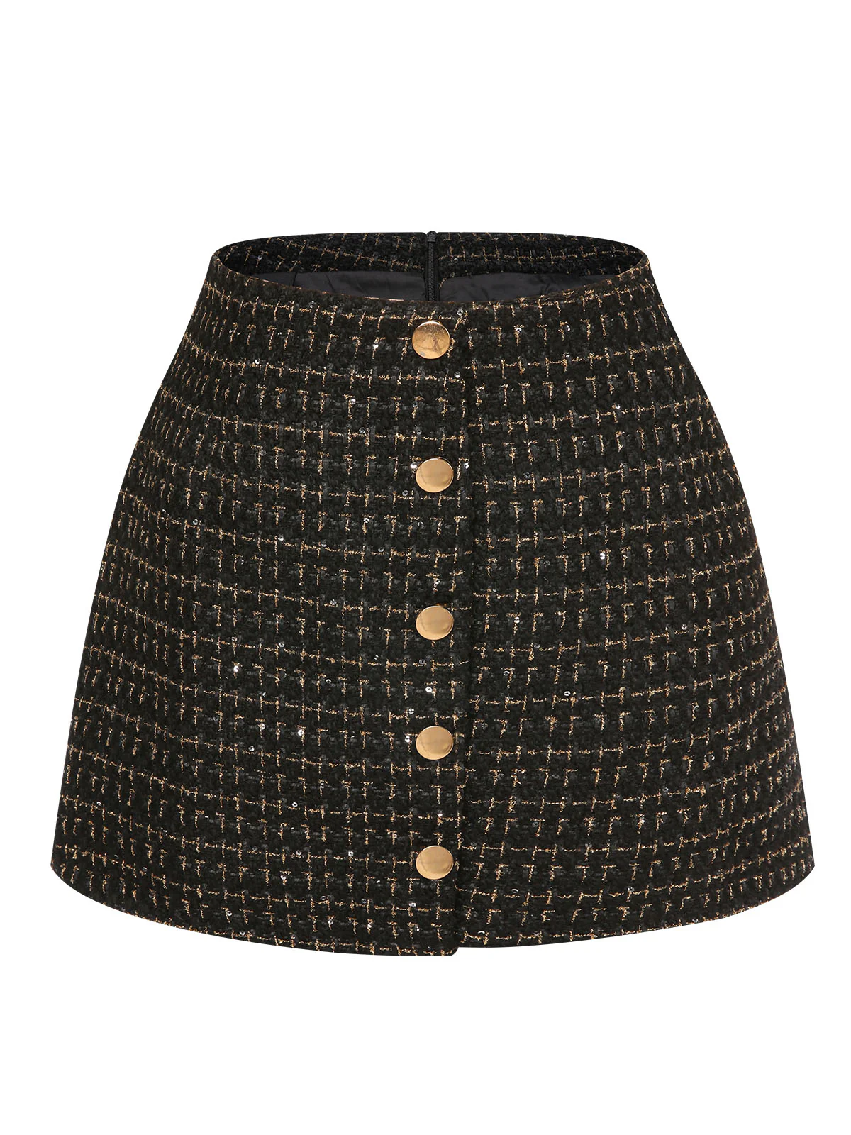 1960s A-Line Button Solid Skirt - Image 7