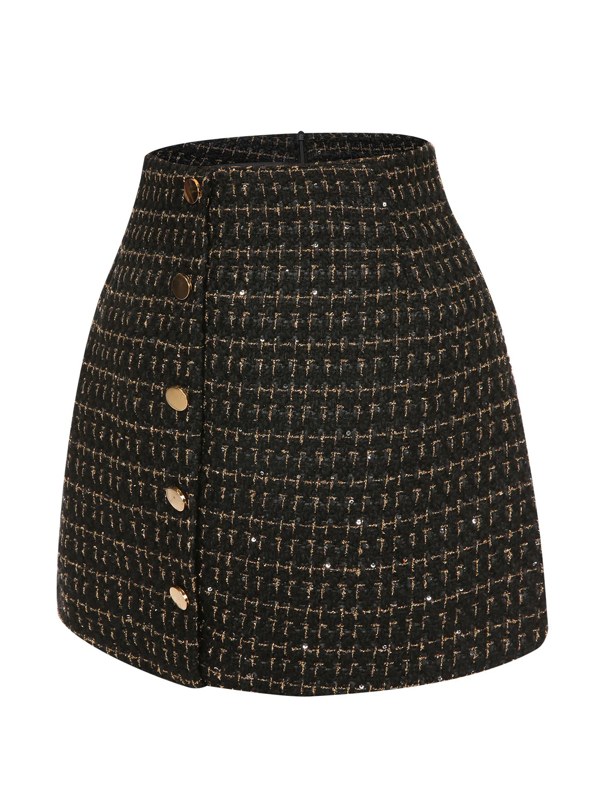 1960s A-Line Button Solid Skirt - Image 8