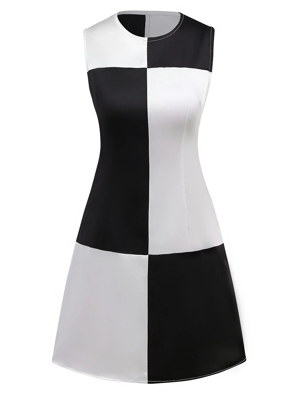 1960s Black And White Color Block Dress - Image 4