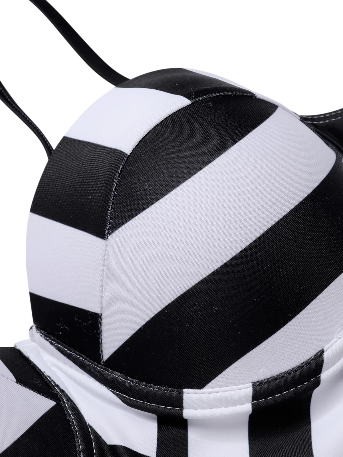 1960s Black White Contrast Stripes Swimsuit - Image 4